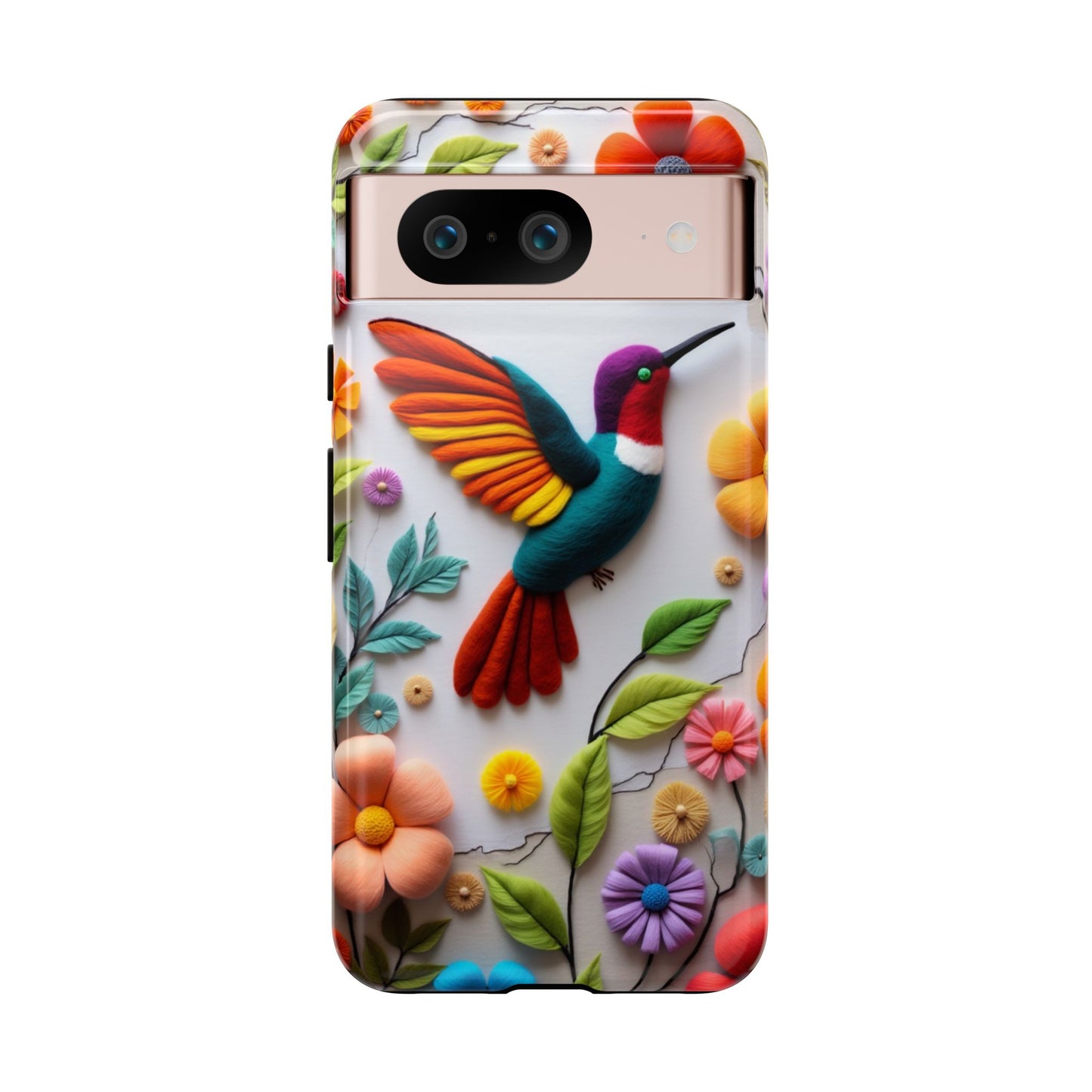 Embroidered Hummingbird with Floral Design | Nature's Elegant Stitch | iPhone 16 Pro