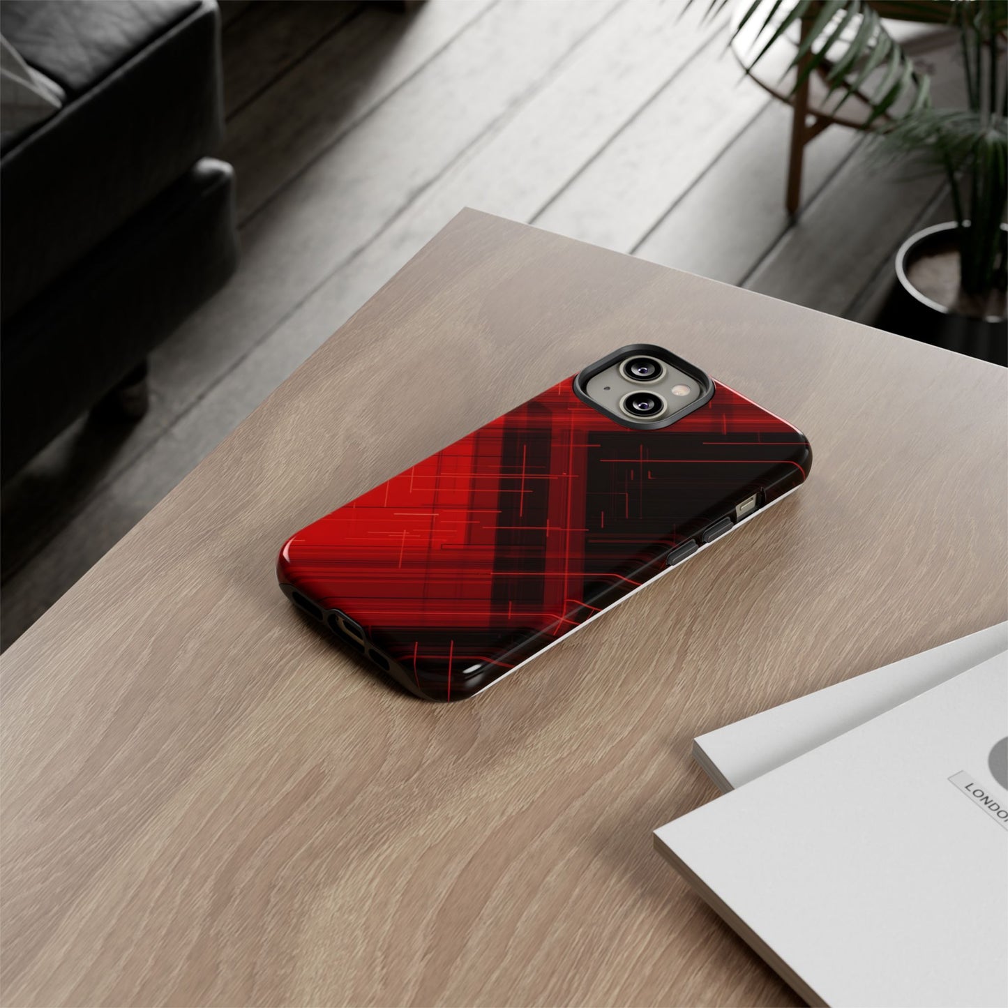Abstract Red and Black Geometric Pattern