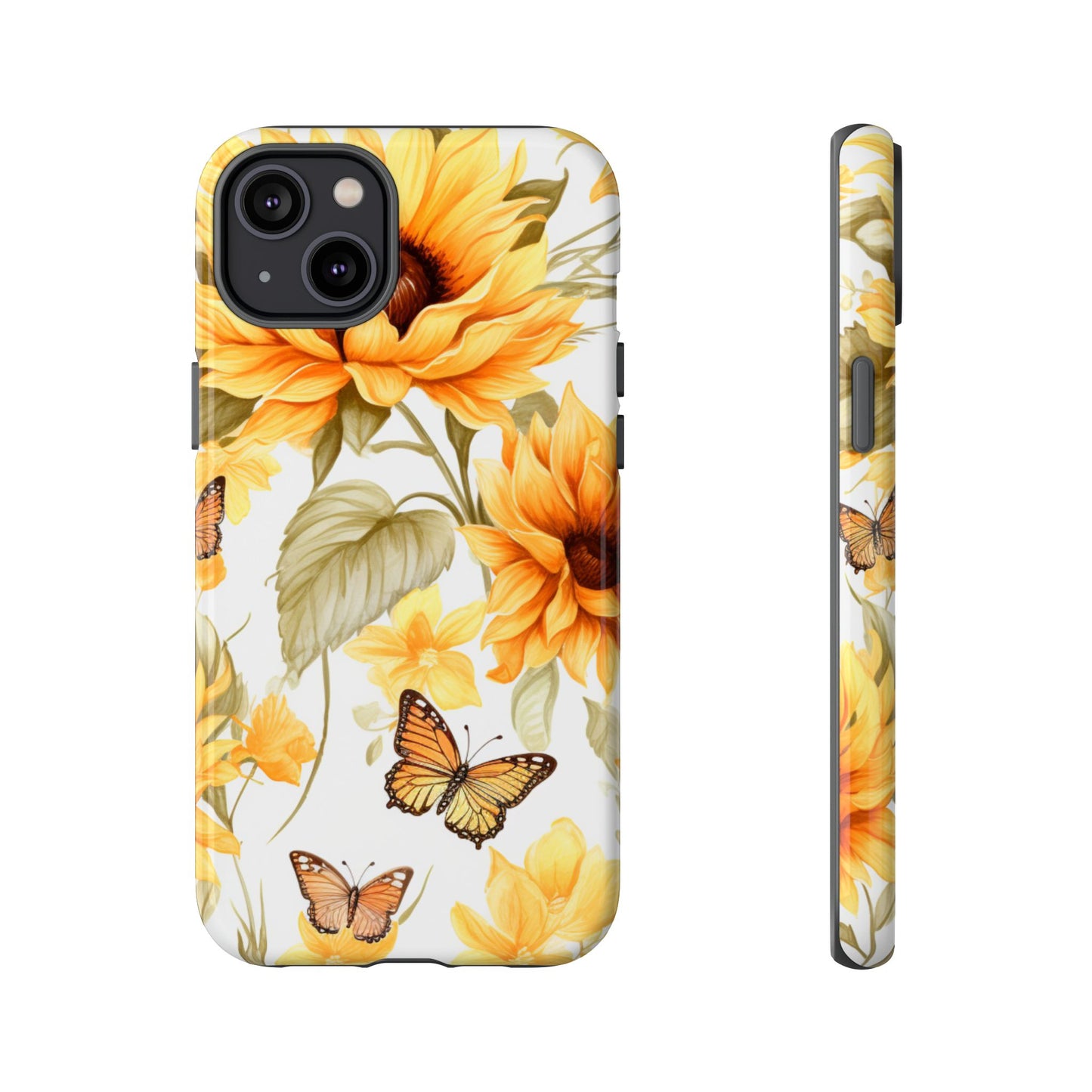 Golden Sunflower & Butterfly Phone Case – Warm & Elegant