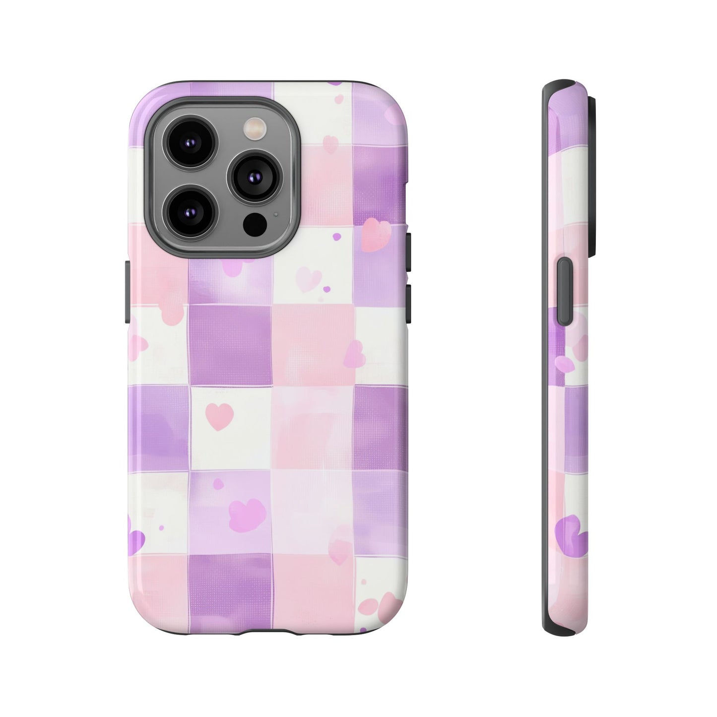 Kawaii Heart Gingham Phone Case for iPhone, Samsung, Google Pixel