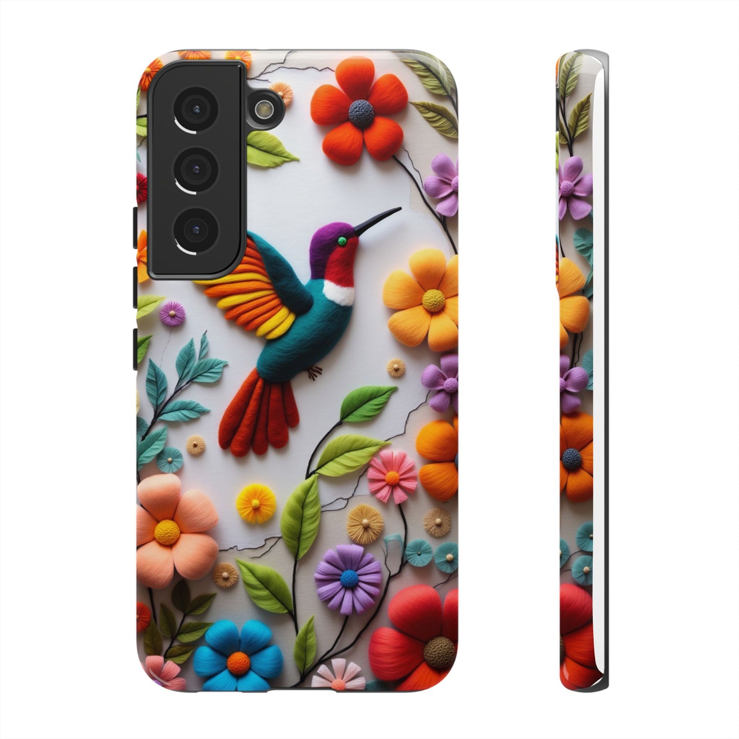Embroidered Hummingbird with Floral Design | Nature's Elegant Stitch