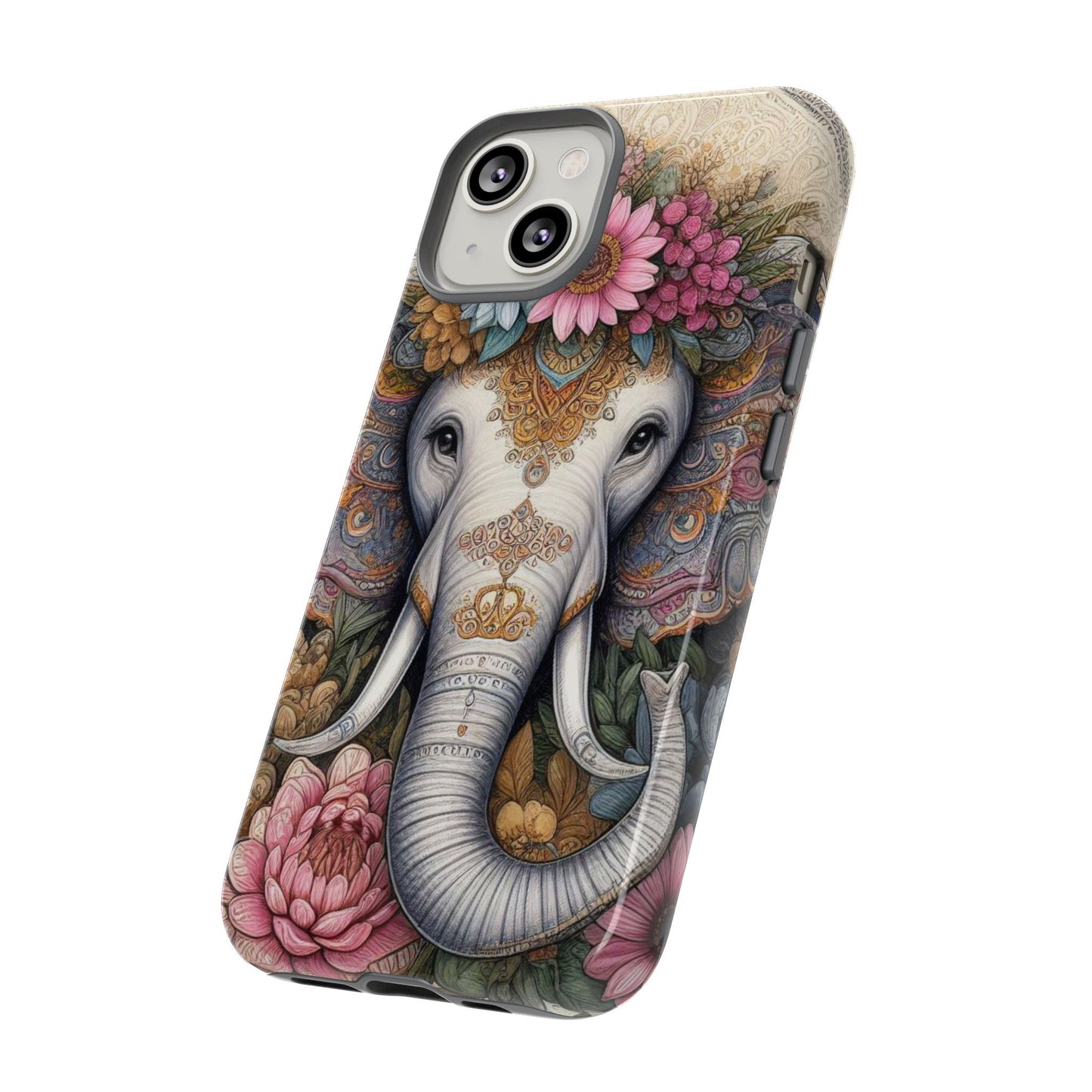 Elegant Floral Elephant Mobile Cover – Royal Mandala Art
