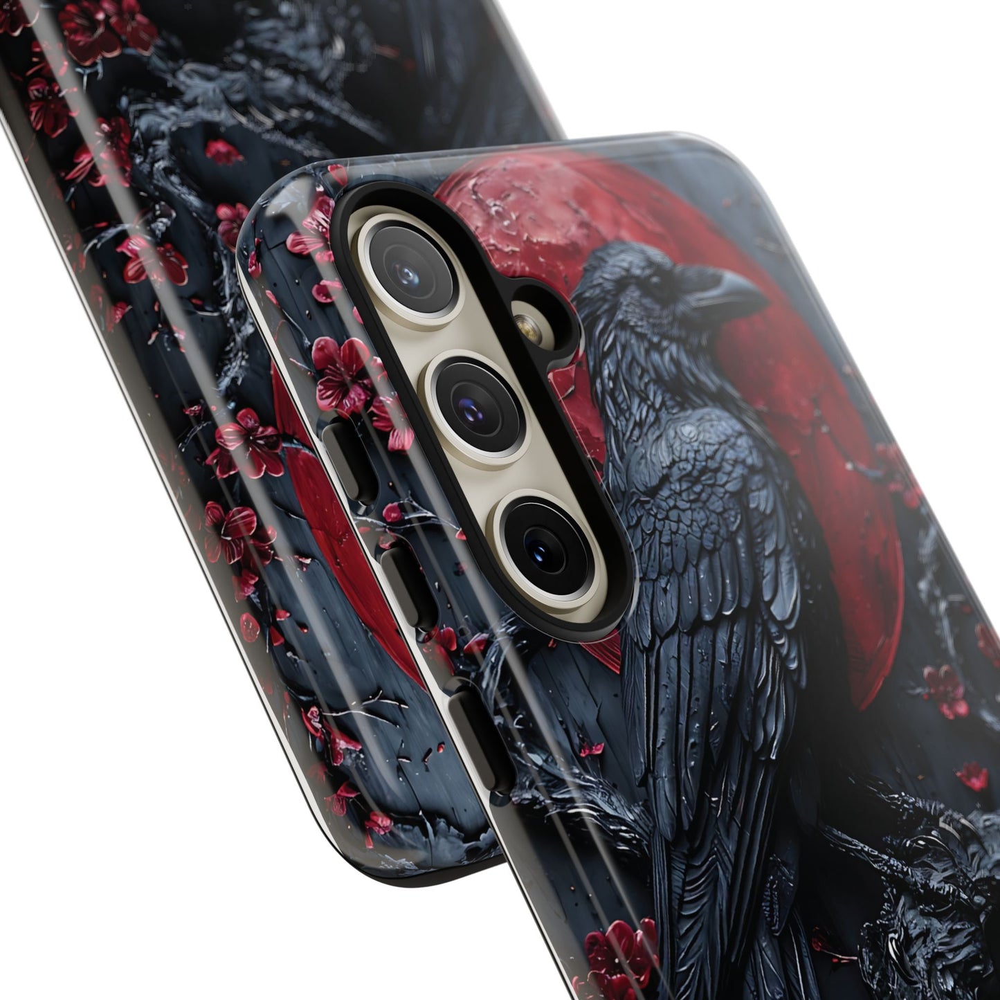 Gothic Sculpture Of Raven On Charcoal Tree Branch phone case design