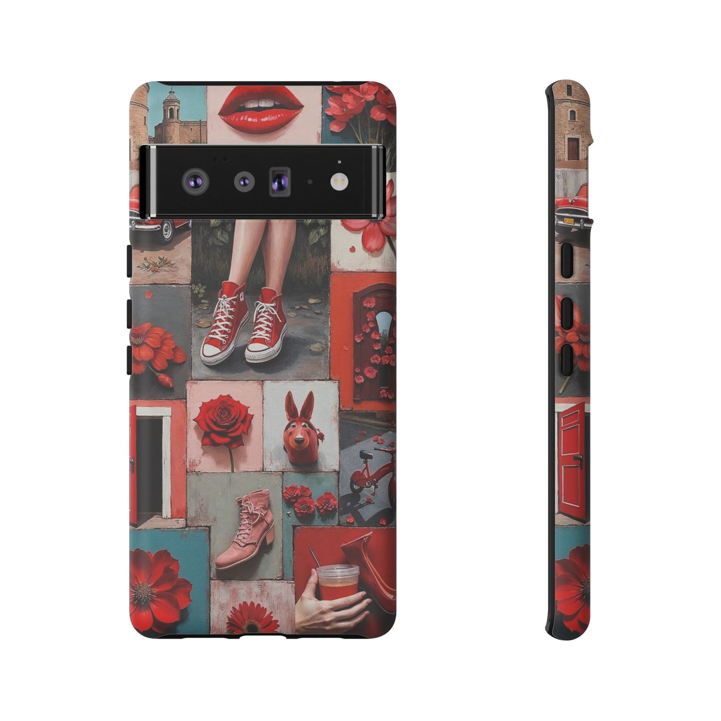 Red Sneakers & Roses Collage Phone Case