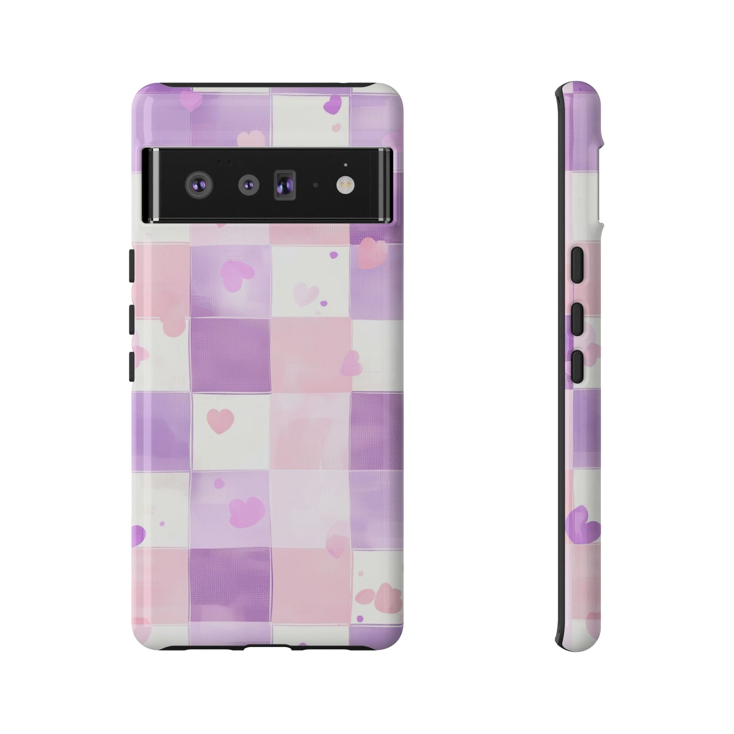 Kawaii Heart Gingham Phone Case for iPhone, Samsung, Google Pixel