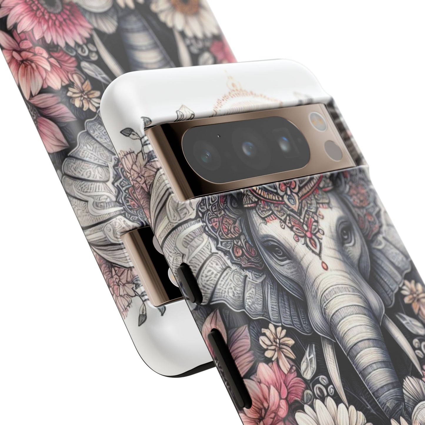 Royal Elephant Mandala Phone Case – Intricate Bohemian Floral Design