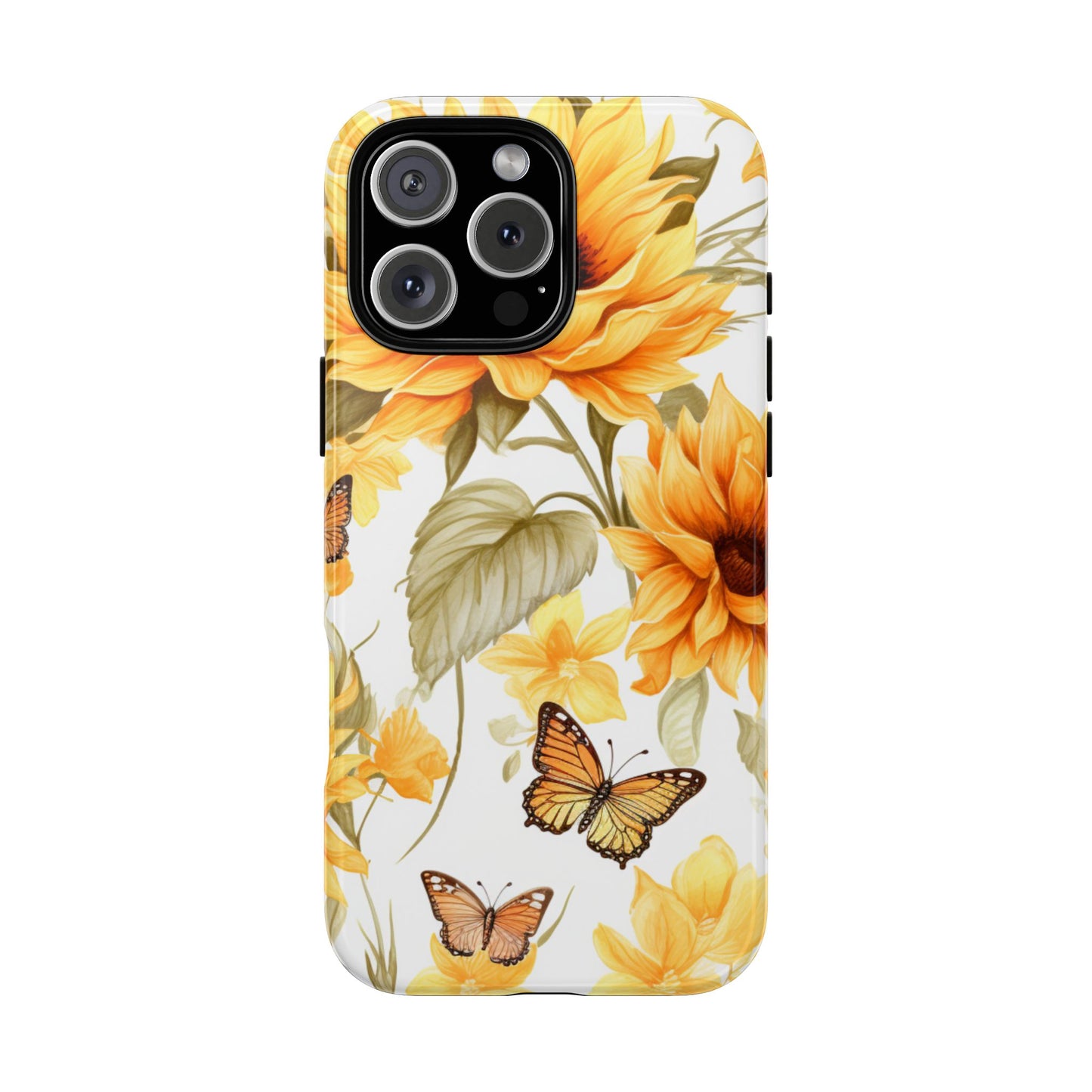 Golden Sunflower & Butterfly Phone Case – Warm & Elegant