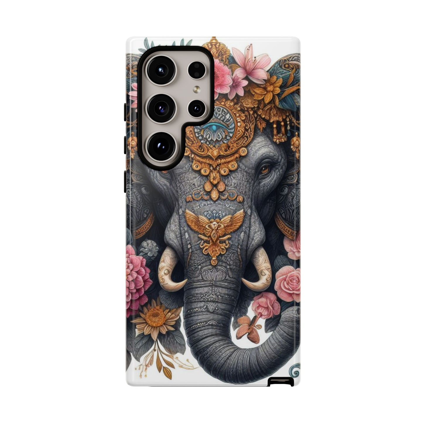 Golden Royal Elephant Mobile Cover – Luxurious Ornate Art