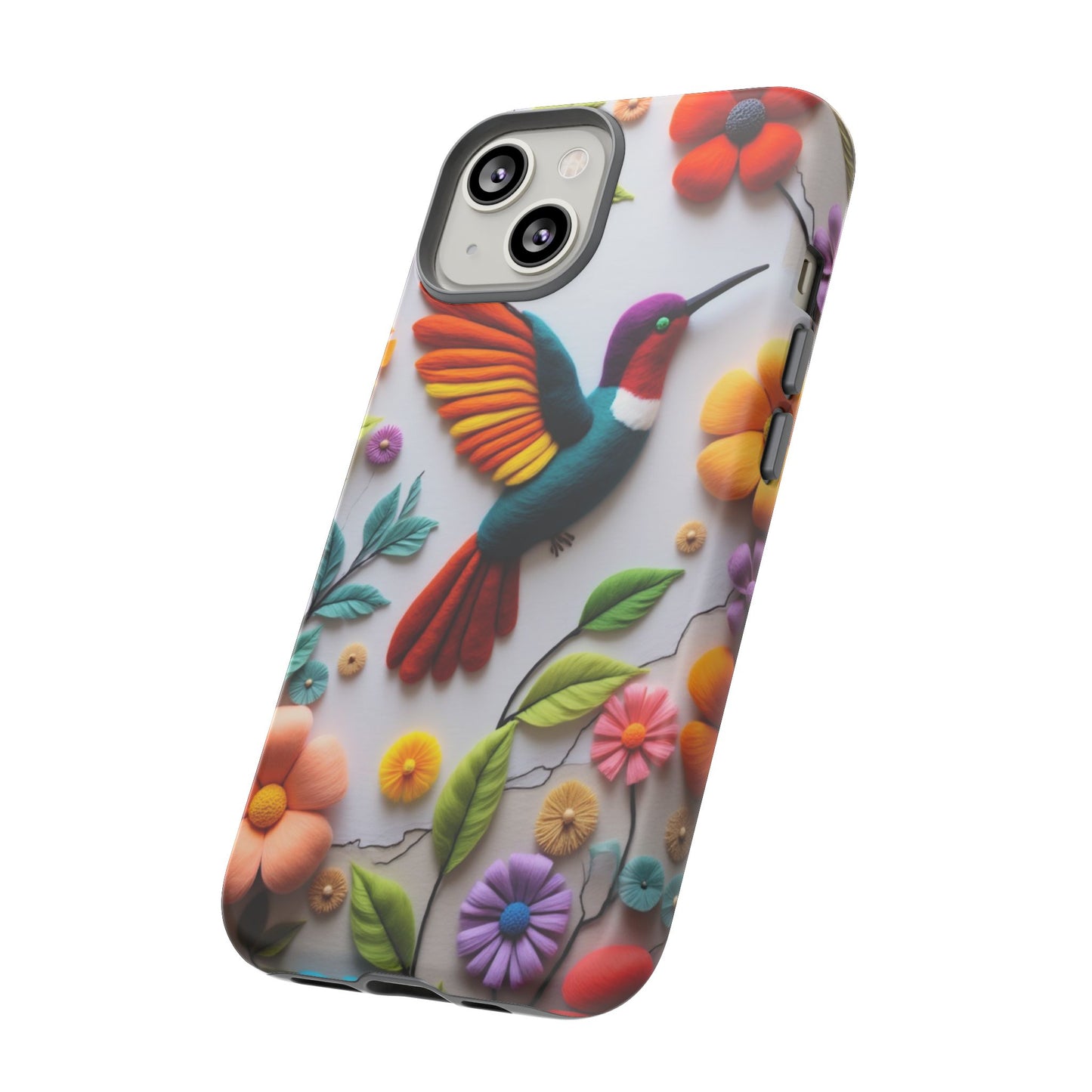 Embroidered Hummingbird with Floral Design | Nature's Elegant Stitch | iPhone 16 Pro