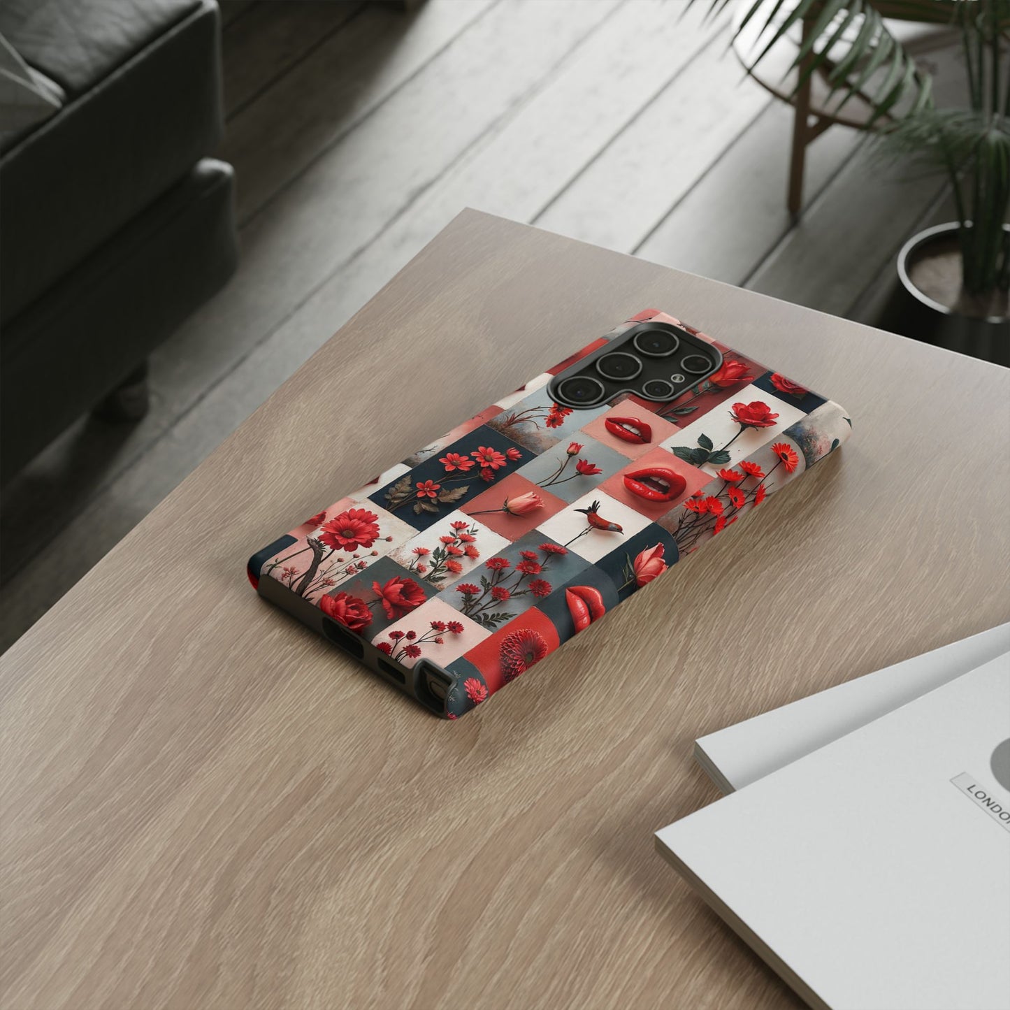 Red Flowers & Lips Collage Phone Case