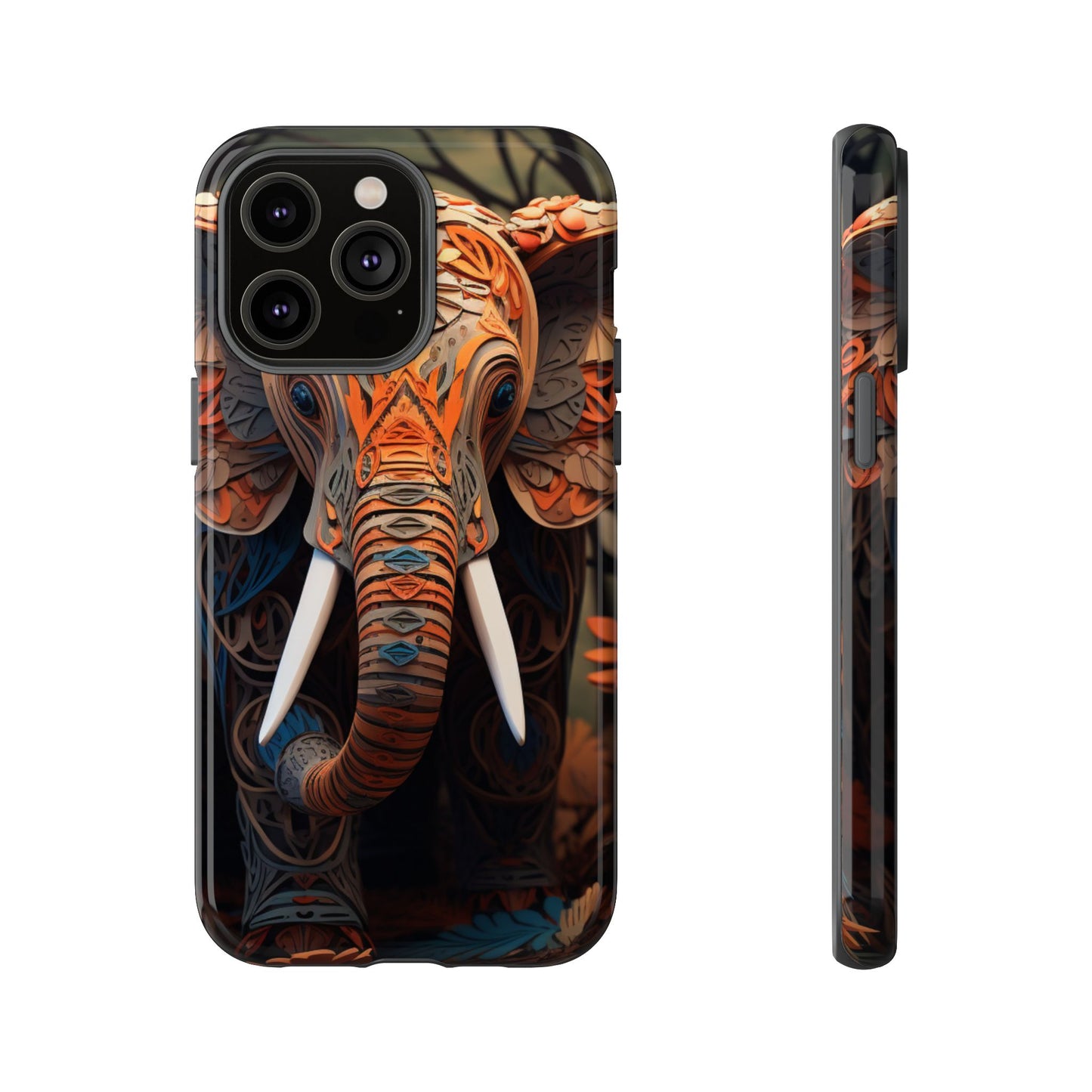 Elegant Artistic Elephant Mobile Cover – Intricate Paper-Cut Design
