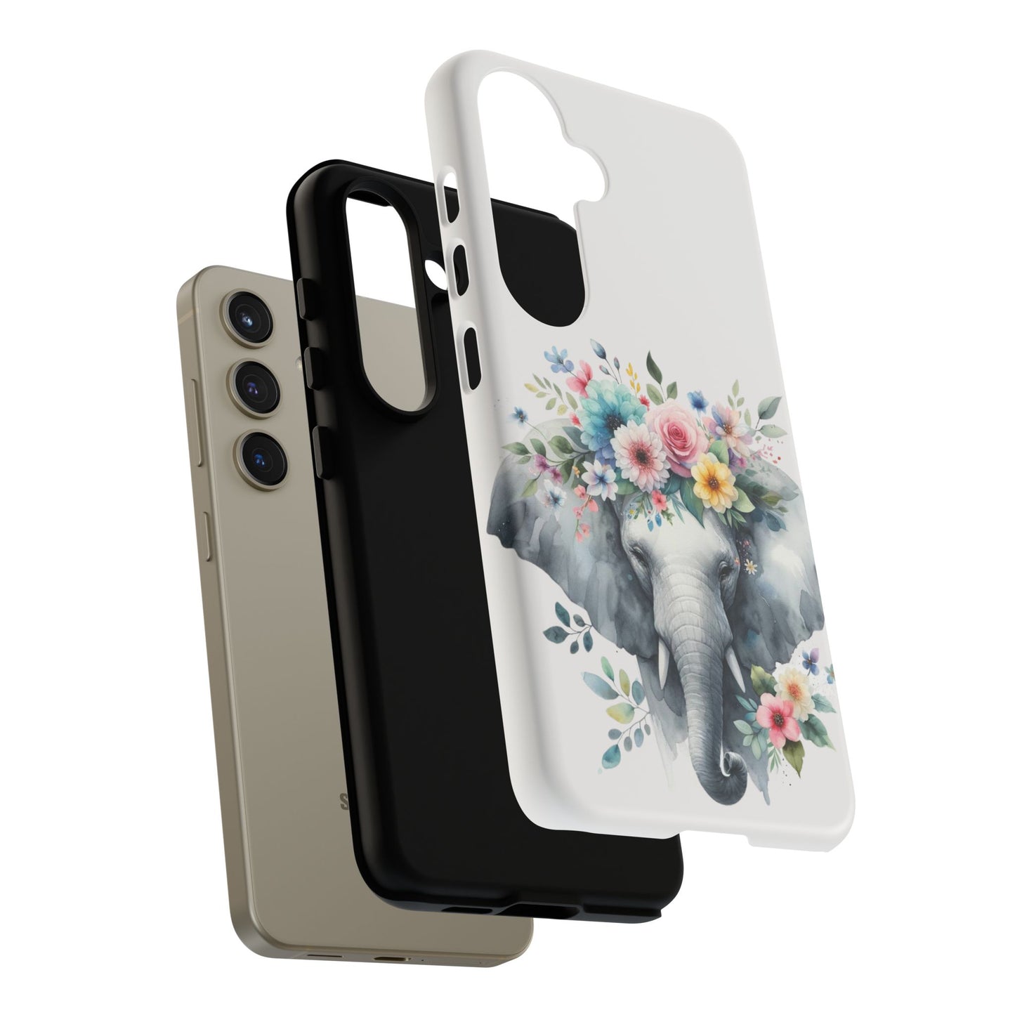 Floral Crown Elephant Mobile Cover – Elegant Watercolor Art
