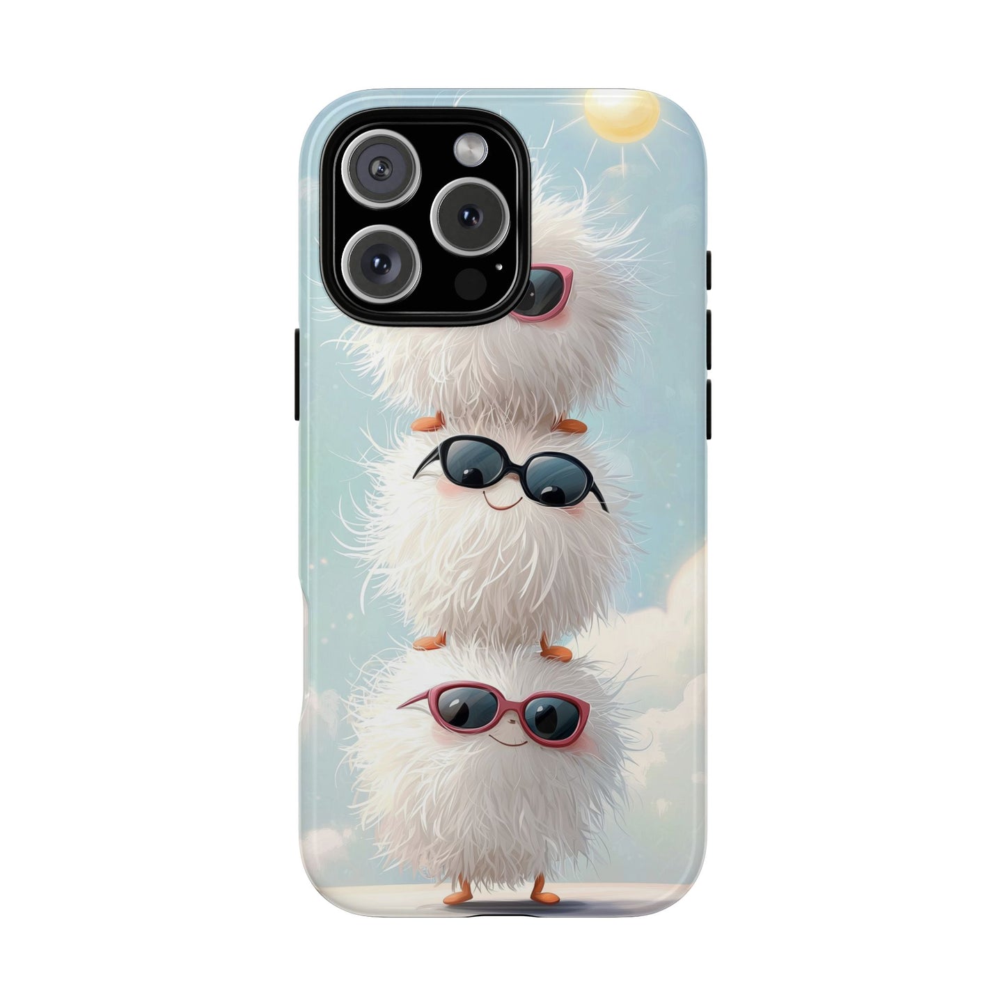 Fluffy Anime Phone Case – Cute Kawaii Fuzzy Creatures, Aesthetic Pastel Art, Soft Cloudy Background, iPhone, Samsung & Google Pixel Case