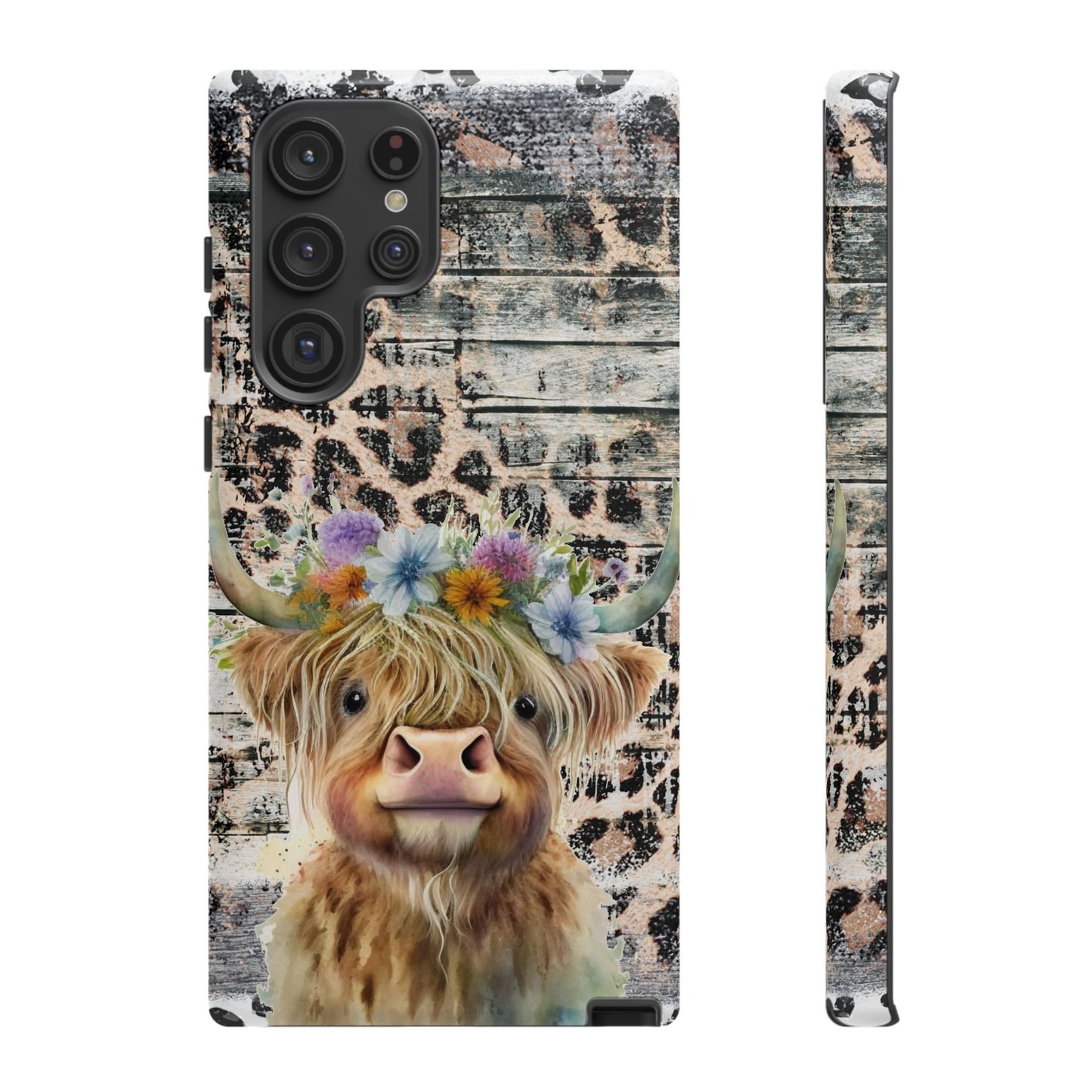 Leopard Print Heifer Phone Case - iPhone, Samsung & Google Pixel Cover - Artistic Cow Phone Case, Animal Lover Gift