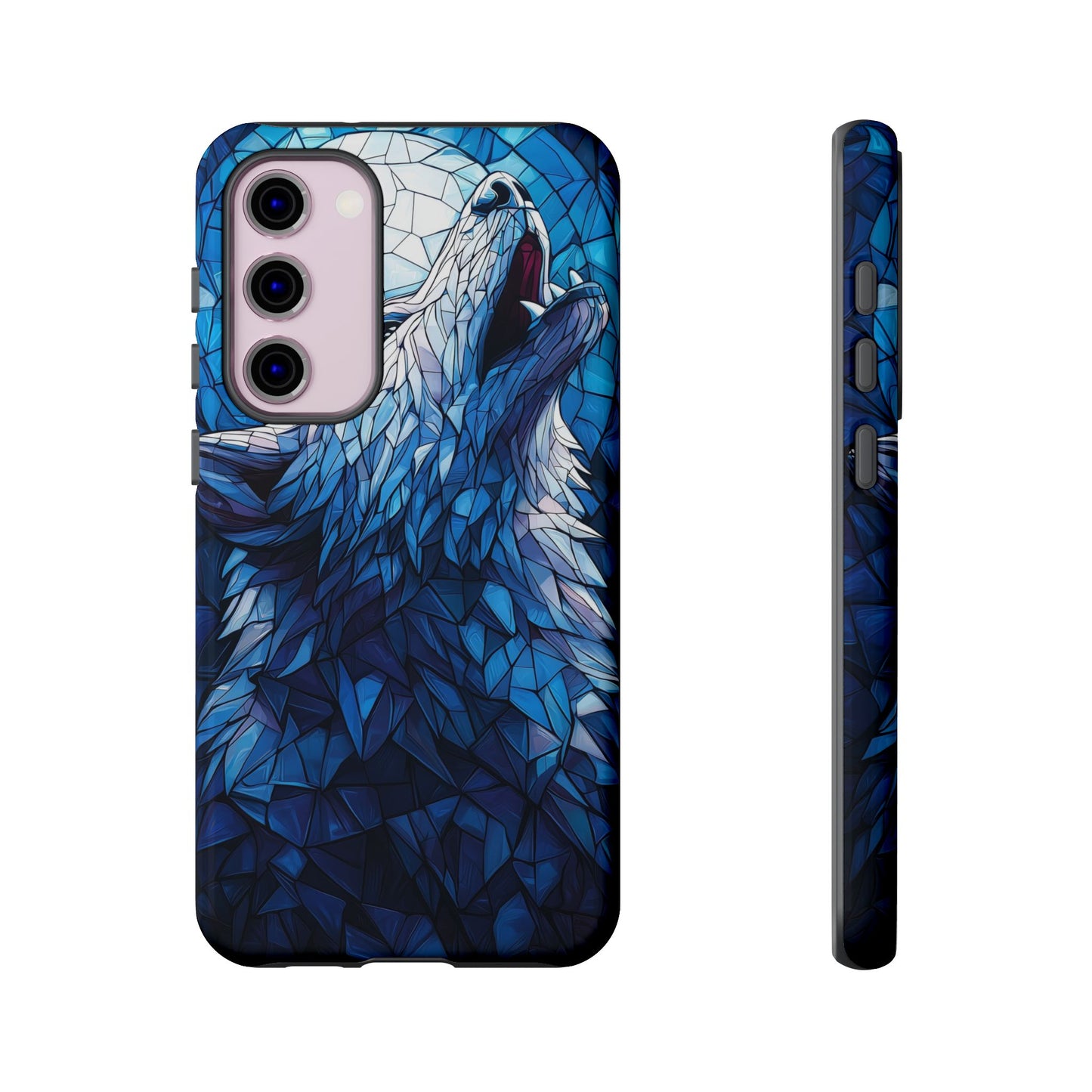 Mystic Moon Wolf – Stained Glass Mosaic Phone Case for iPhone, Samsung & Pixel