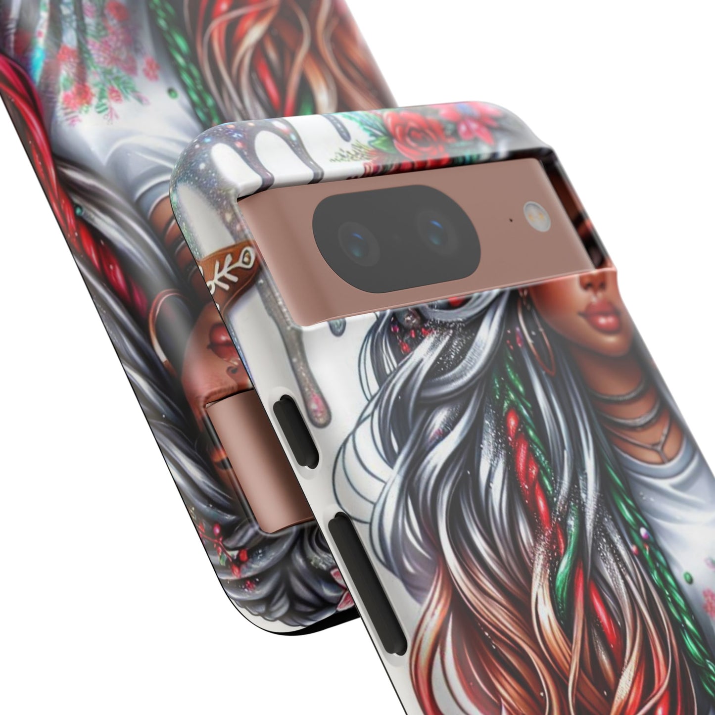Festive Boho Queen – Holiday Glow & Candy Cane Braids Mobile Cover
