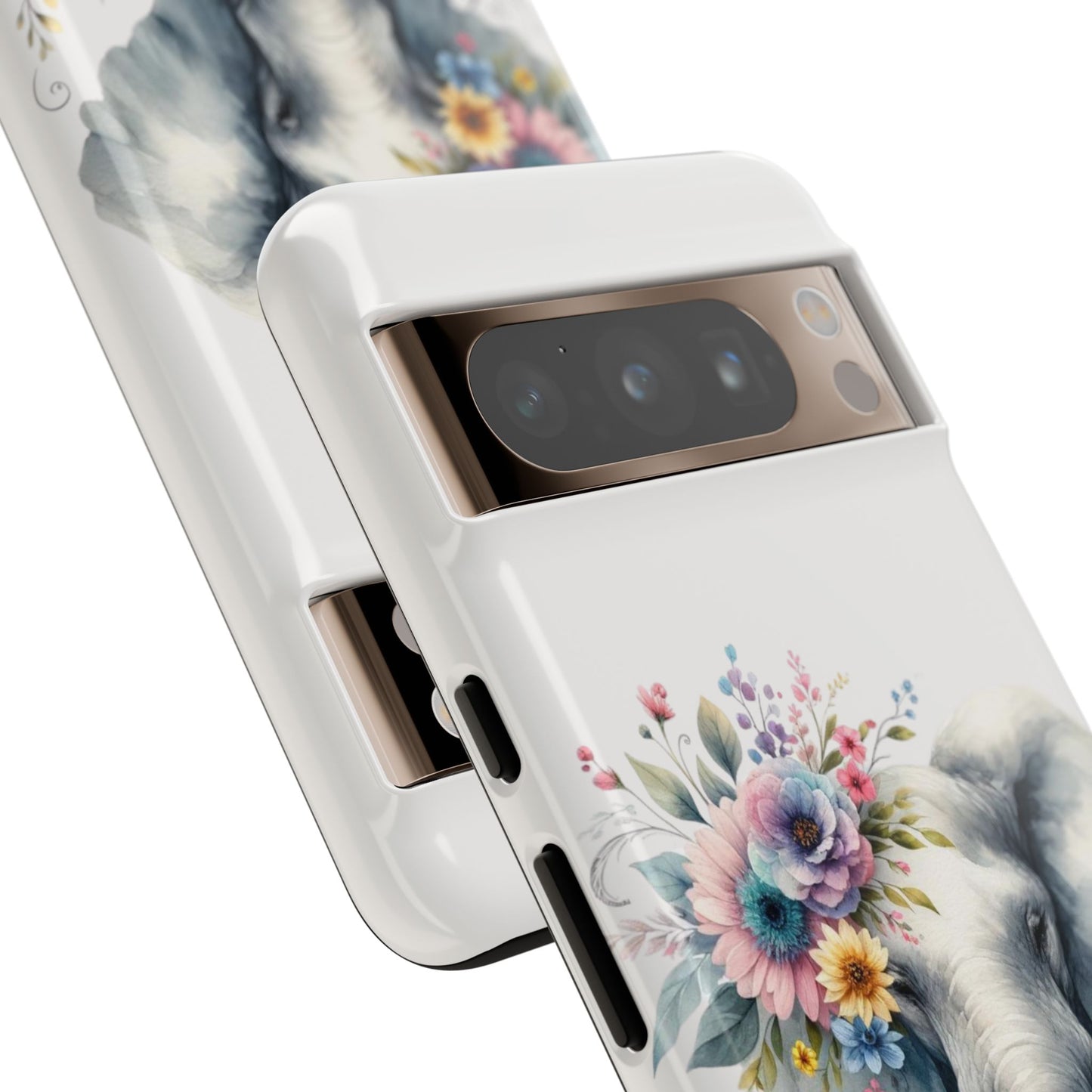 Floral Elephant Mobile Cover – Elegant Watercolor Art