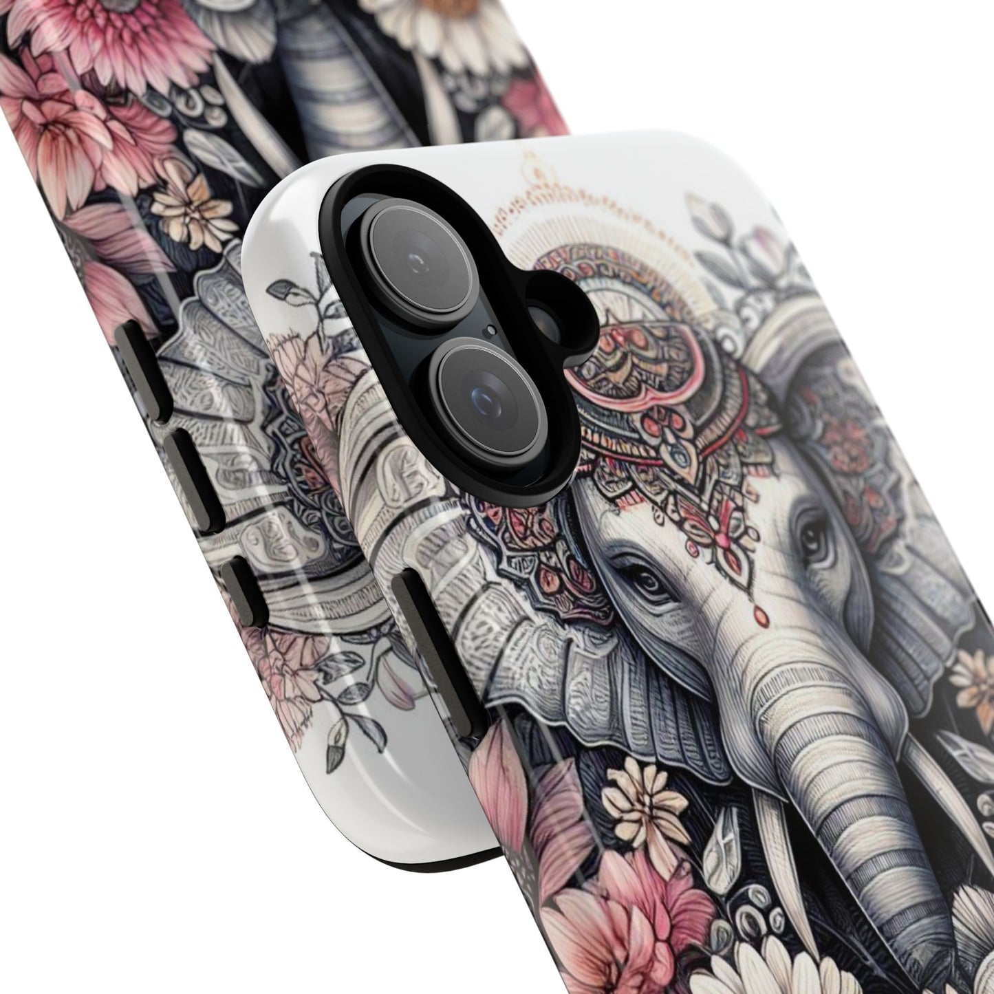 Royal Elephant Mandala Phone Case – Intricate Bohemian Floral Design