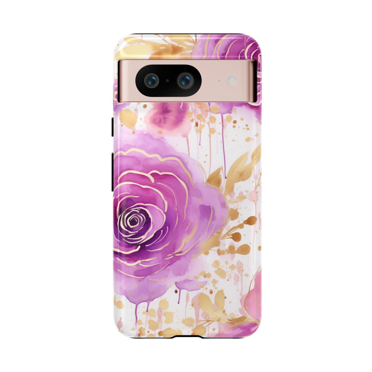 Elegant Purple-Gold Watercolor Rose Mobile Case