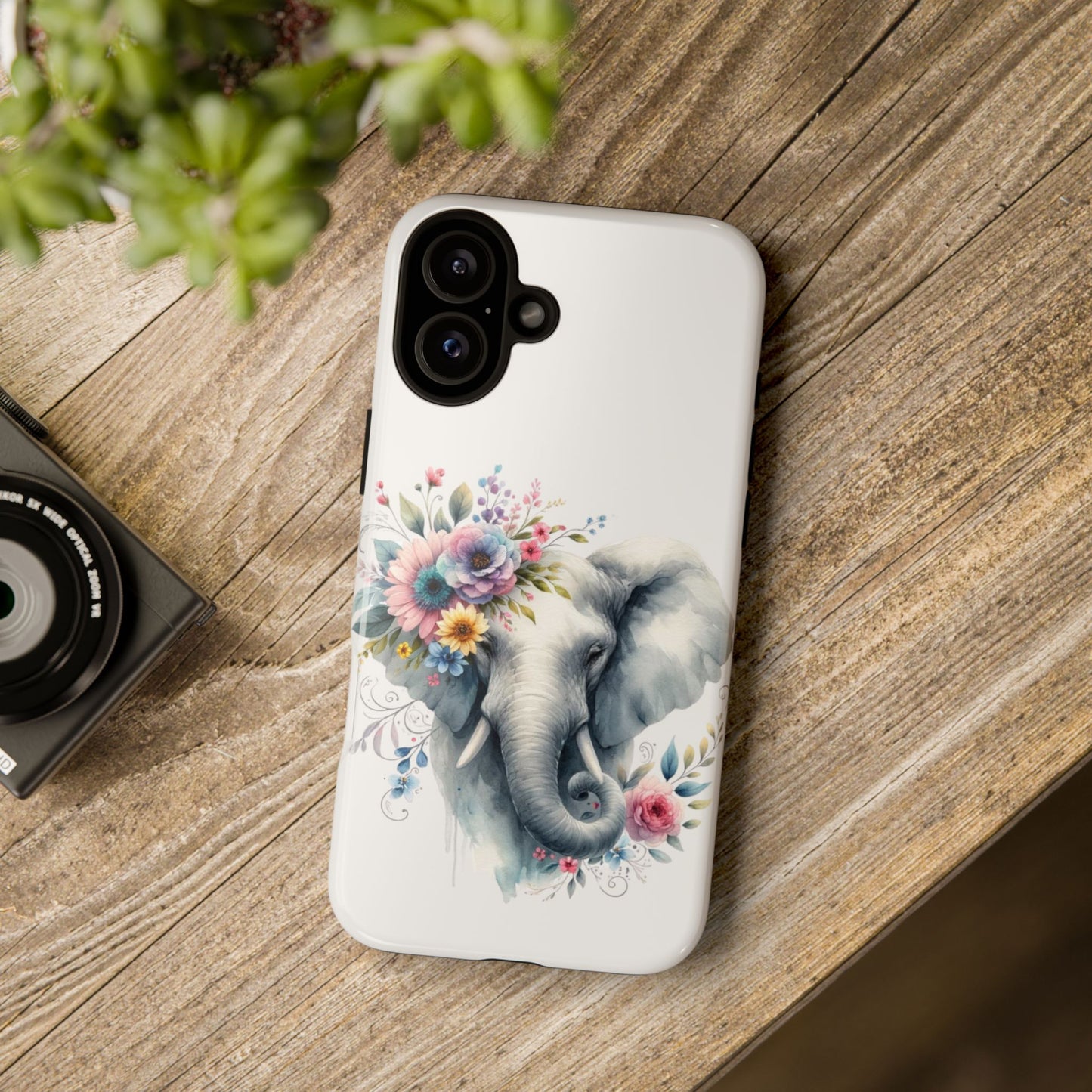 Floral Elephant Mobile Cover – Elegant Watercolor Art
