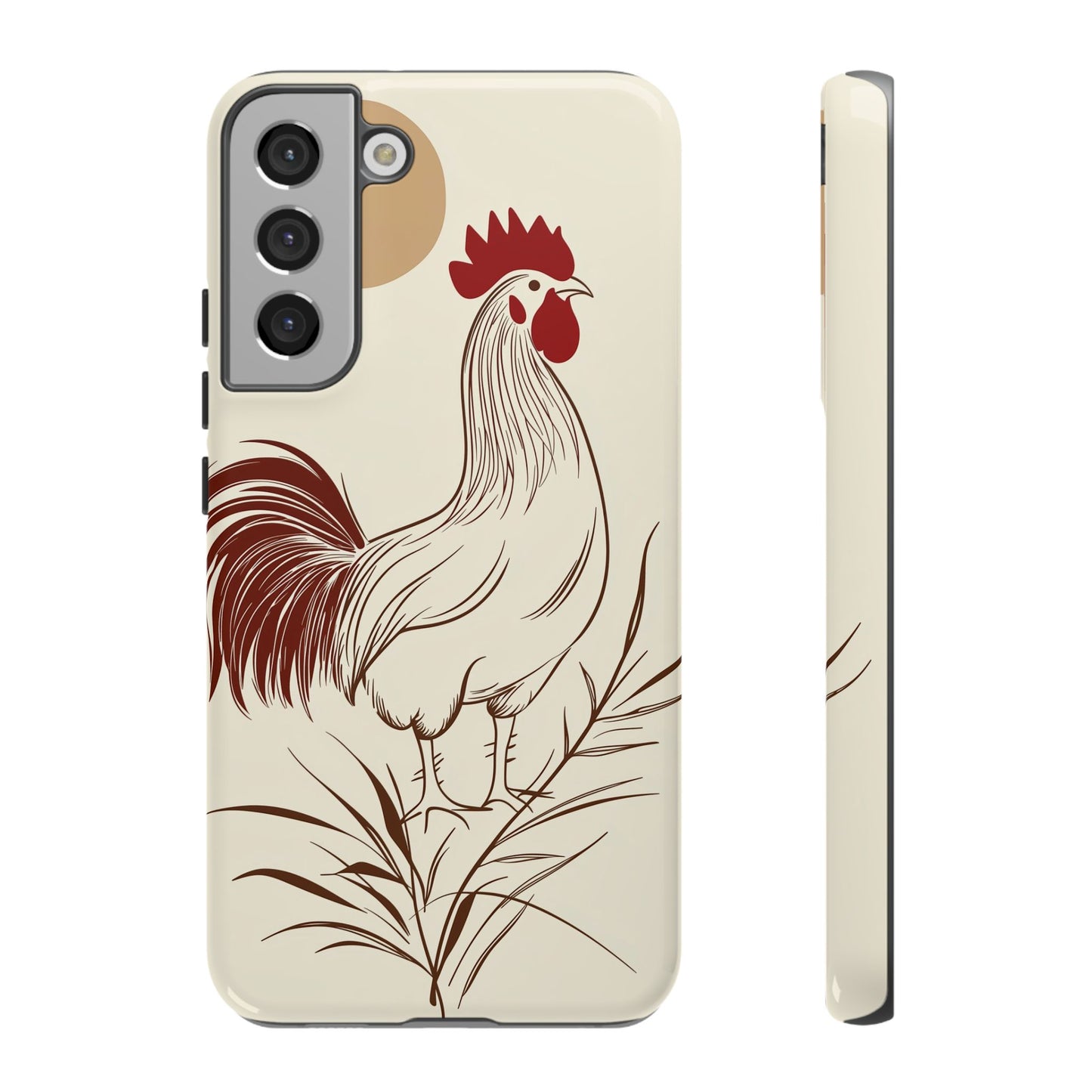 Golden Dawn Rooster: Minimalist Farmstead Charm Case for iPhone, Samsung & Pixel