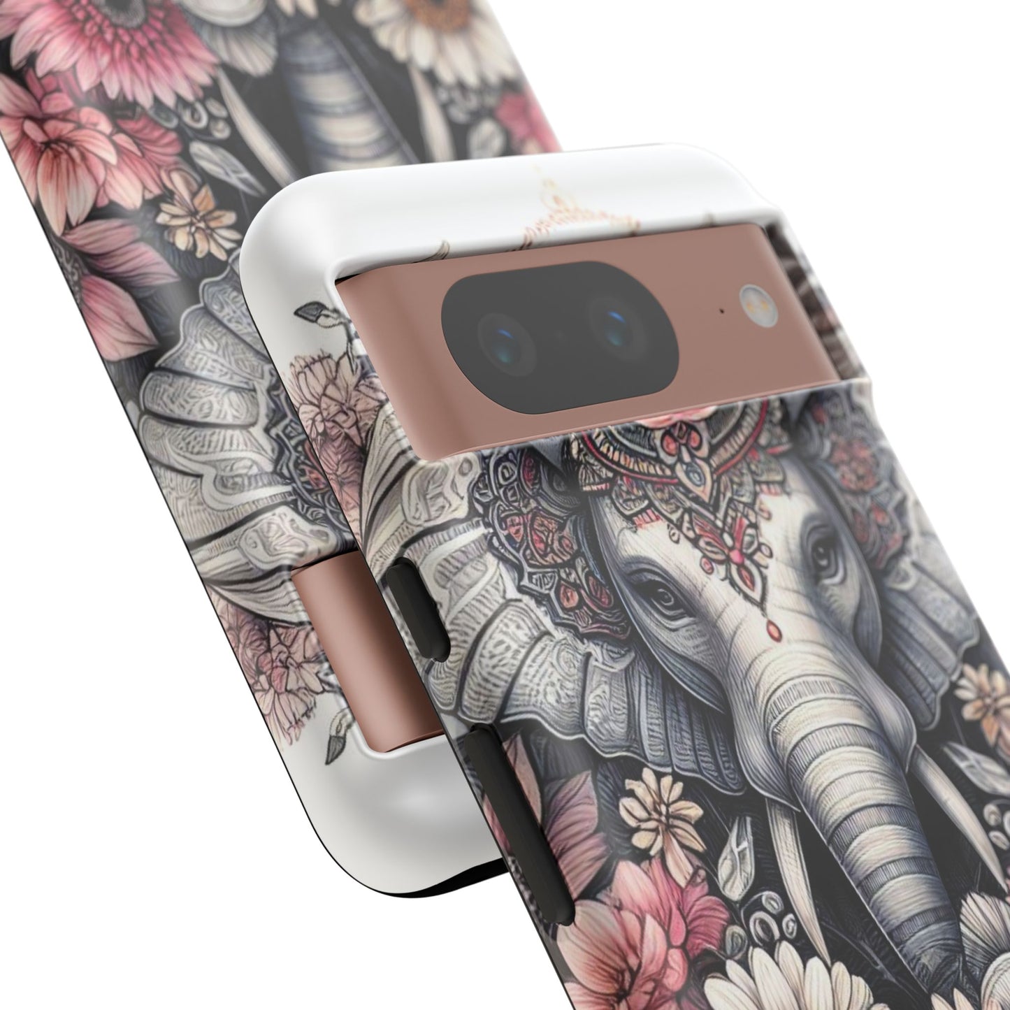 Royal Elephant Mandala Phone Case – Intricate Bohemian Floral Design