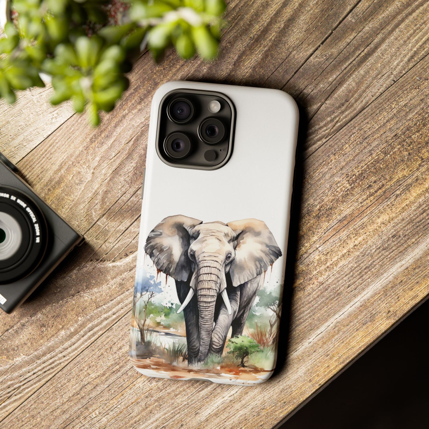 Safari Watercolor Elephant Mobile Cover – Artistic Wildlife Design