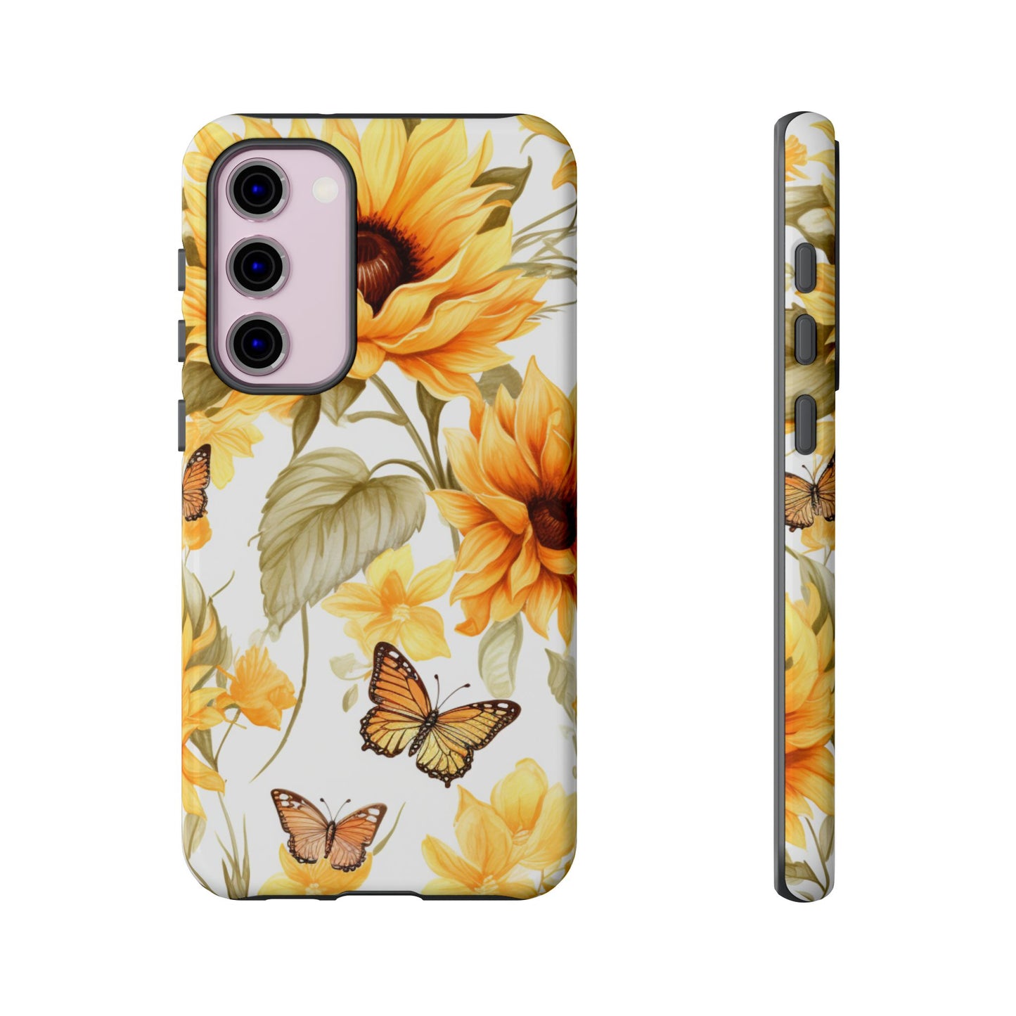 Golden Sunflower & Butterfly Phone Case – Warm & Elegant