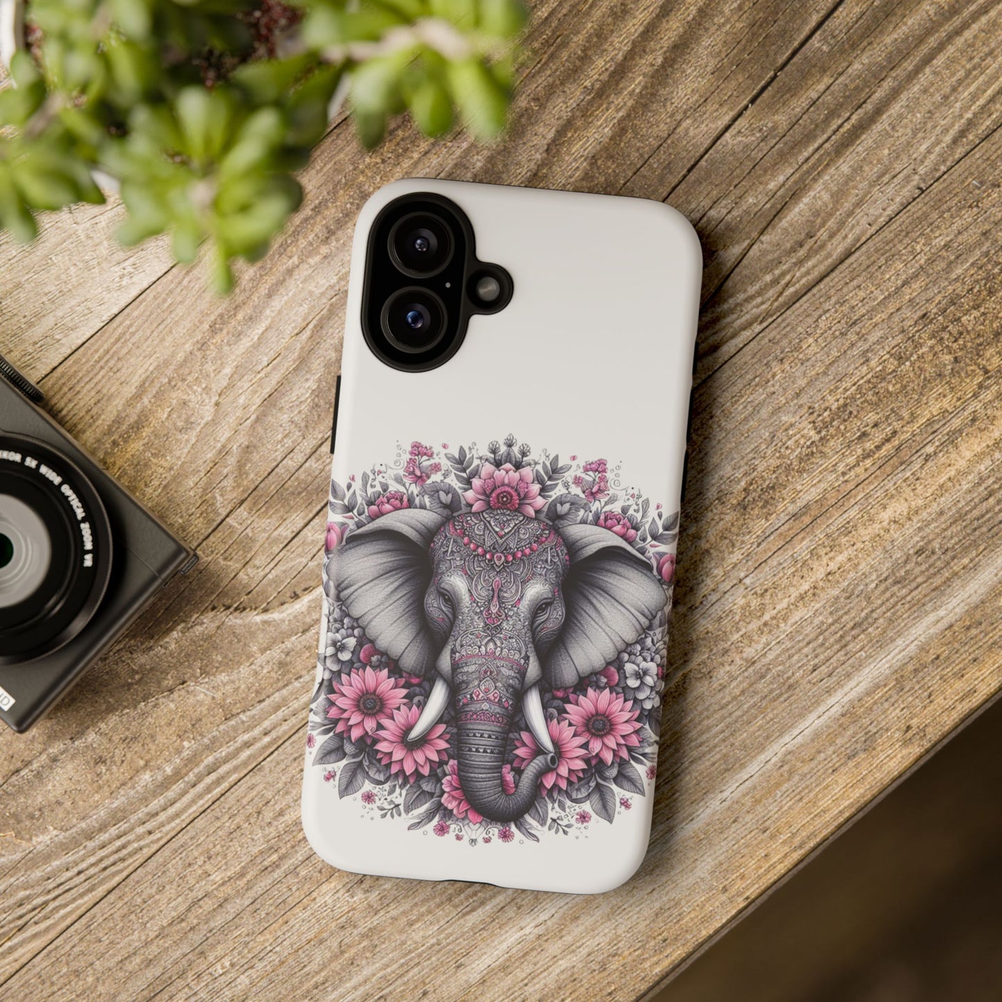 Intricate Floral Elephant Mobile Cover – Mandala-Inspired Boho Art