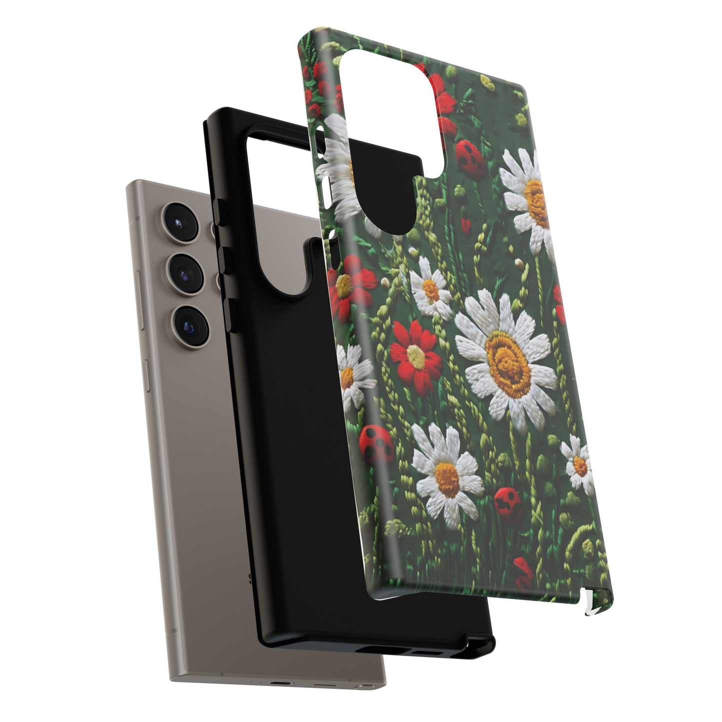 Knitted Pattern With Diamonds And Festive Motifs On Navy phone case design.