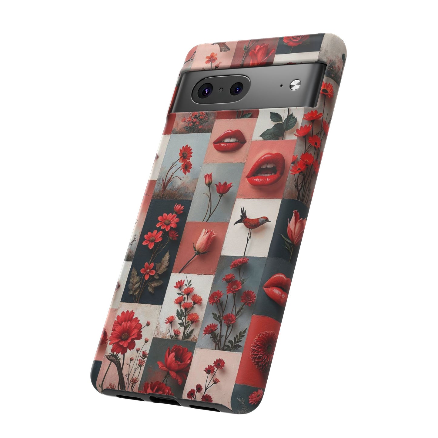 Red Flowers & Lips Collage Phone Case