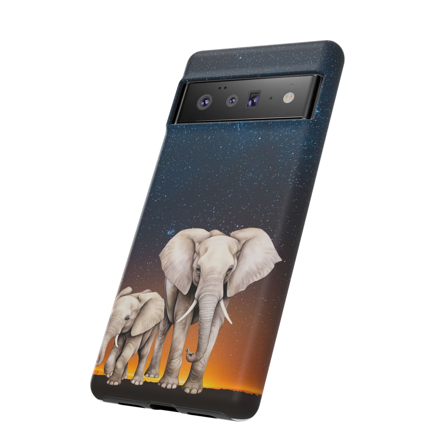 Starry Safari Elephant Family Mobile Cover – Cosmic Wildlife Aesthetic