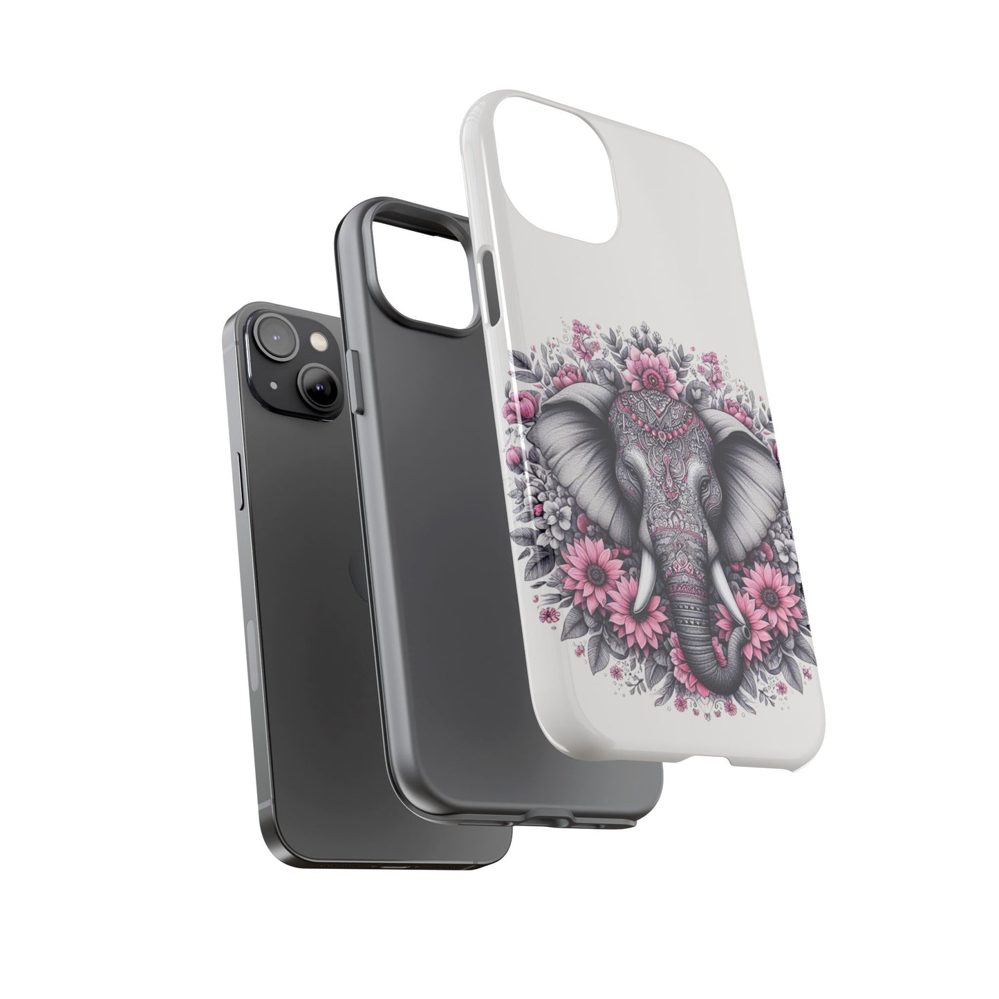 Intricate Floral Elephant Mobile Cover – Mandala-Inspired Boho Art
