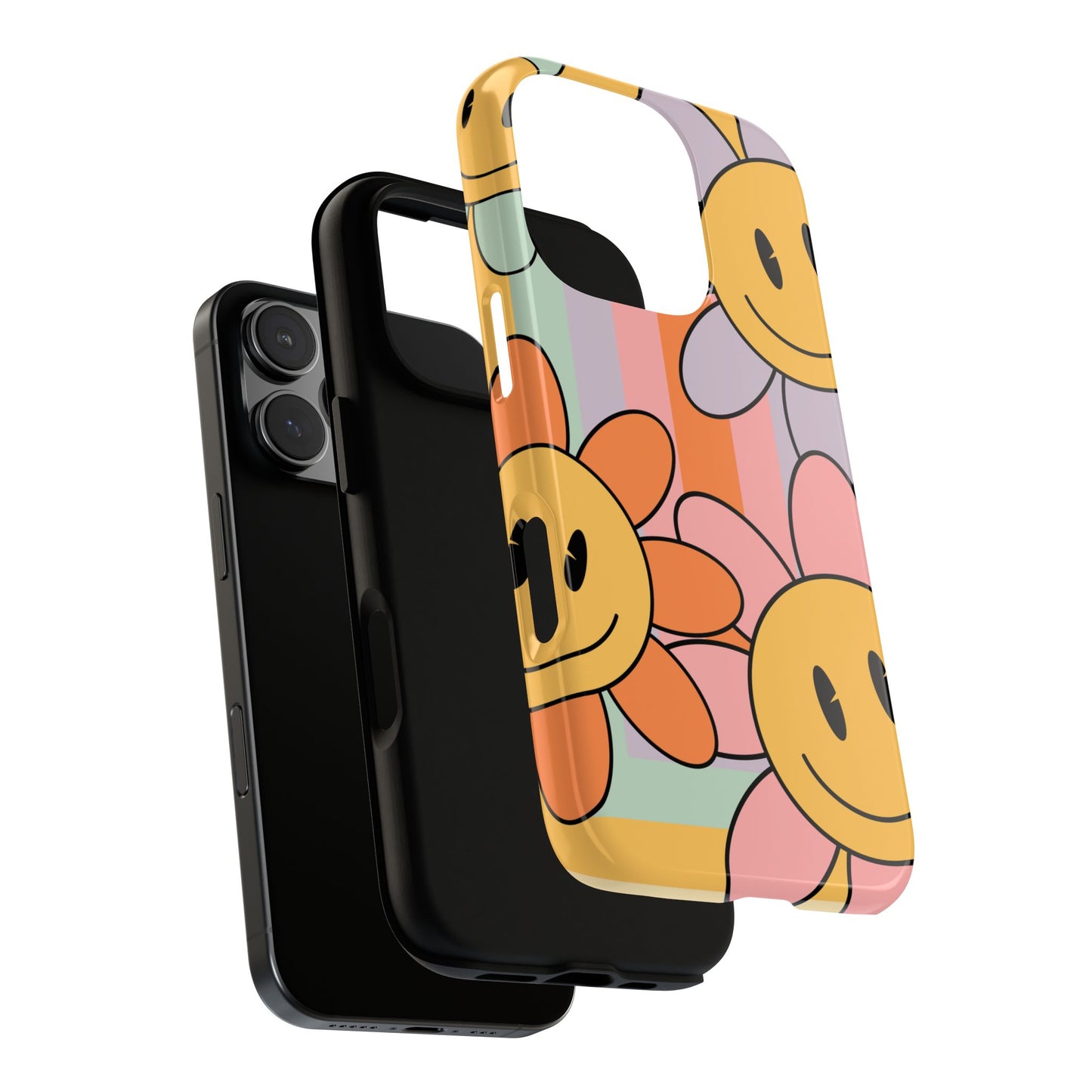 Retro Smiley Face Flower Phone Case β Cute 70s Aesthetic for iPhone, Samsung & Google Pixel