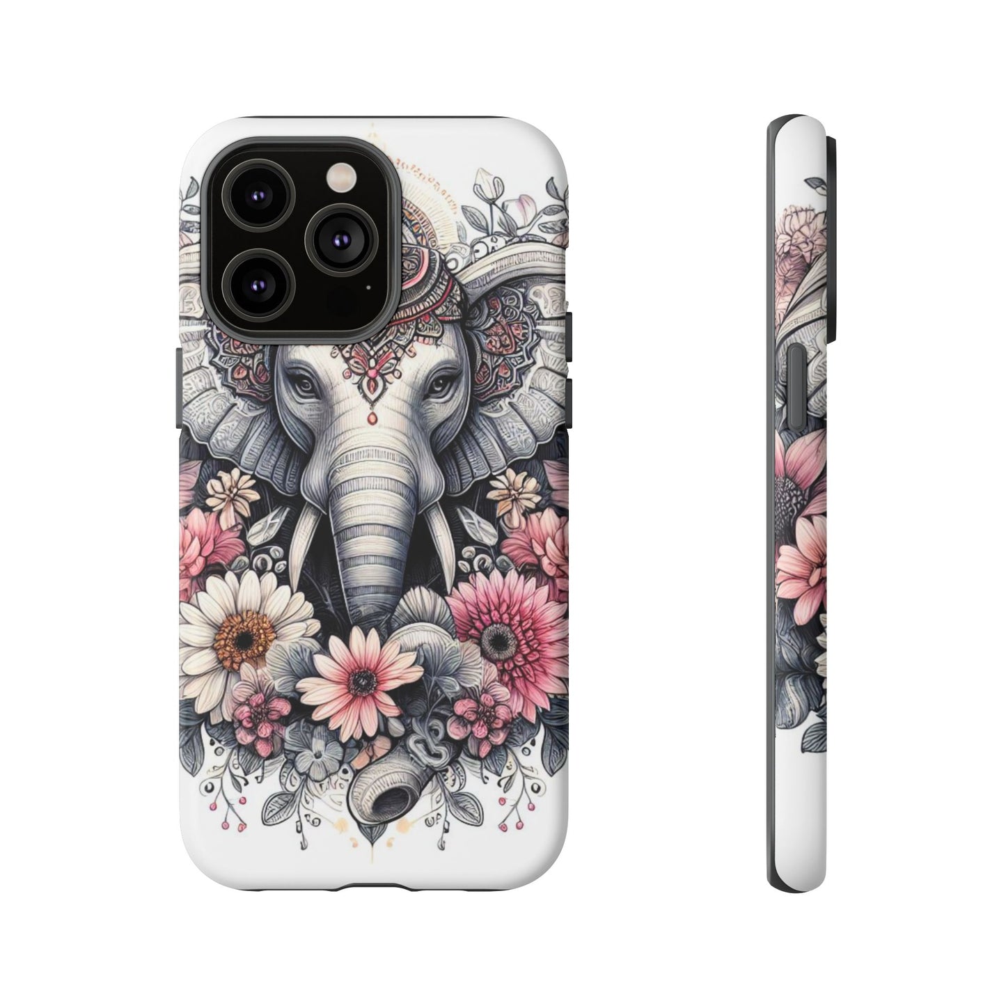 Royal Elephant Mandala Phone Case – Intricate Bohemian Floral Design