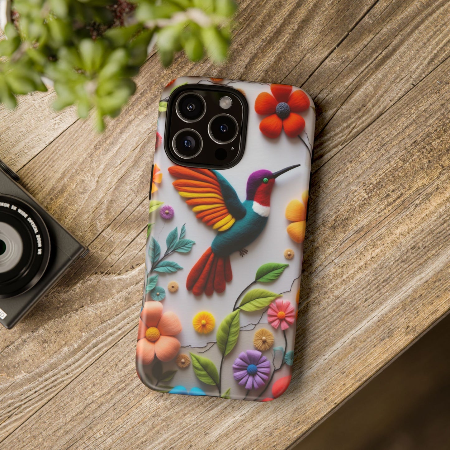 Embroidered Hummingbird with Floral Design | Nature's Elegant Stitch | iPhone 16 Pro