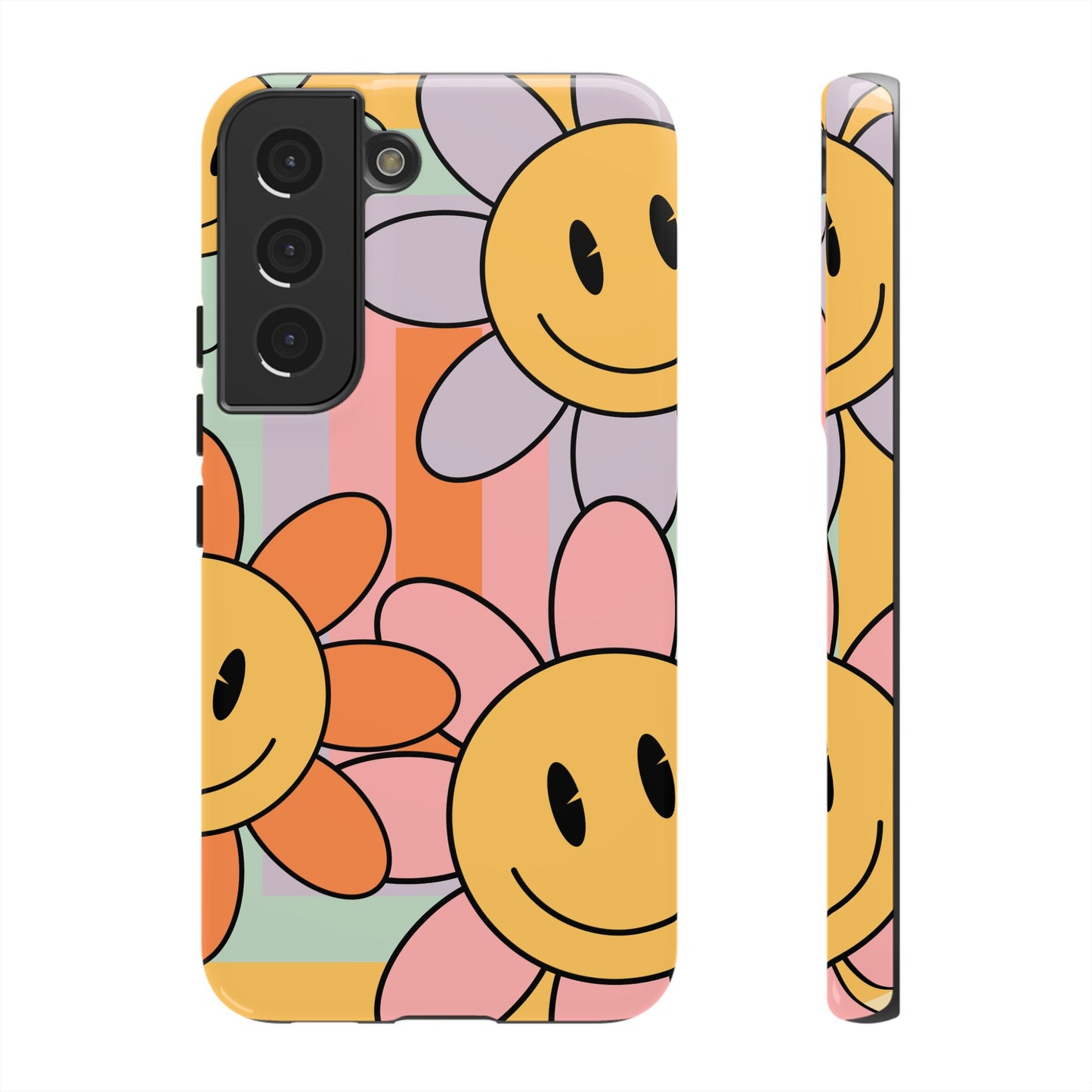 Retro Smiley Face Flower Phone Case β Cute 70s Aesthetic for iPhone, Samsung & Google Pixel