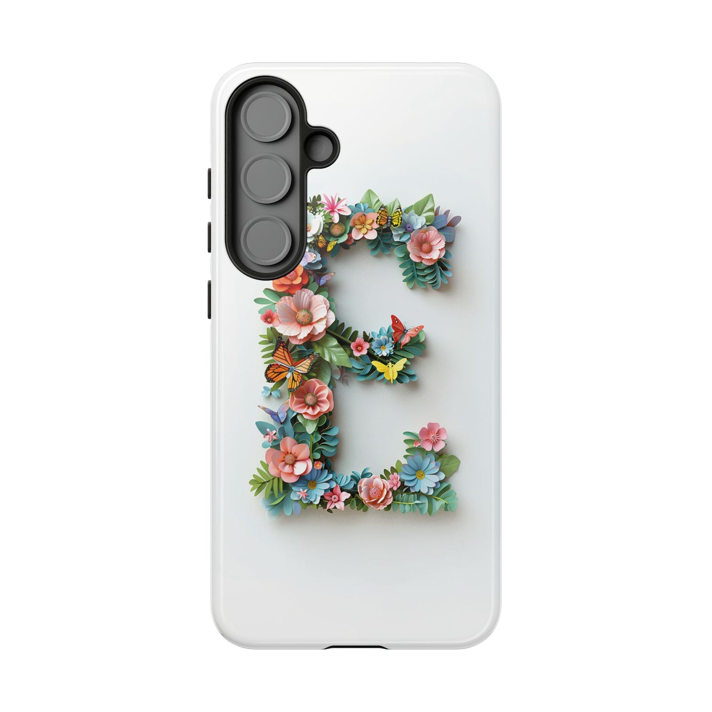 Floral Letter E Phone Case β Personalized Aesthetic Cover for iPhone, Samsung & Google Pixel