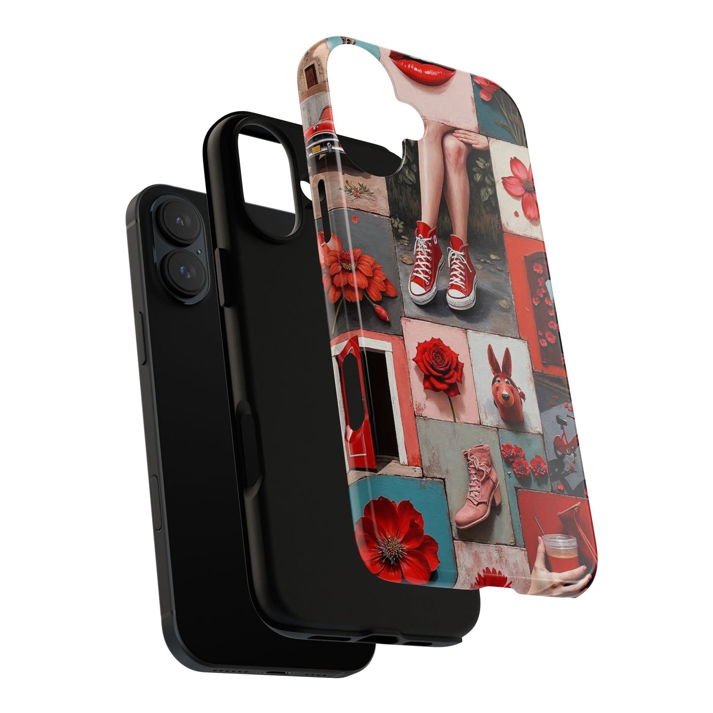 Red Sneakers & Roses Collage Phone Case