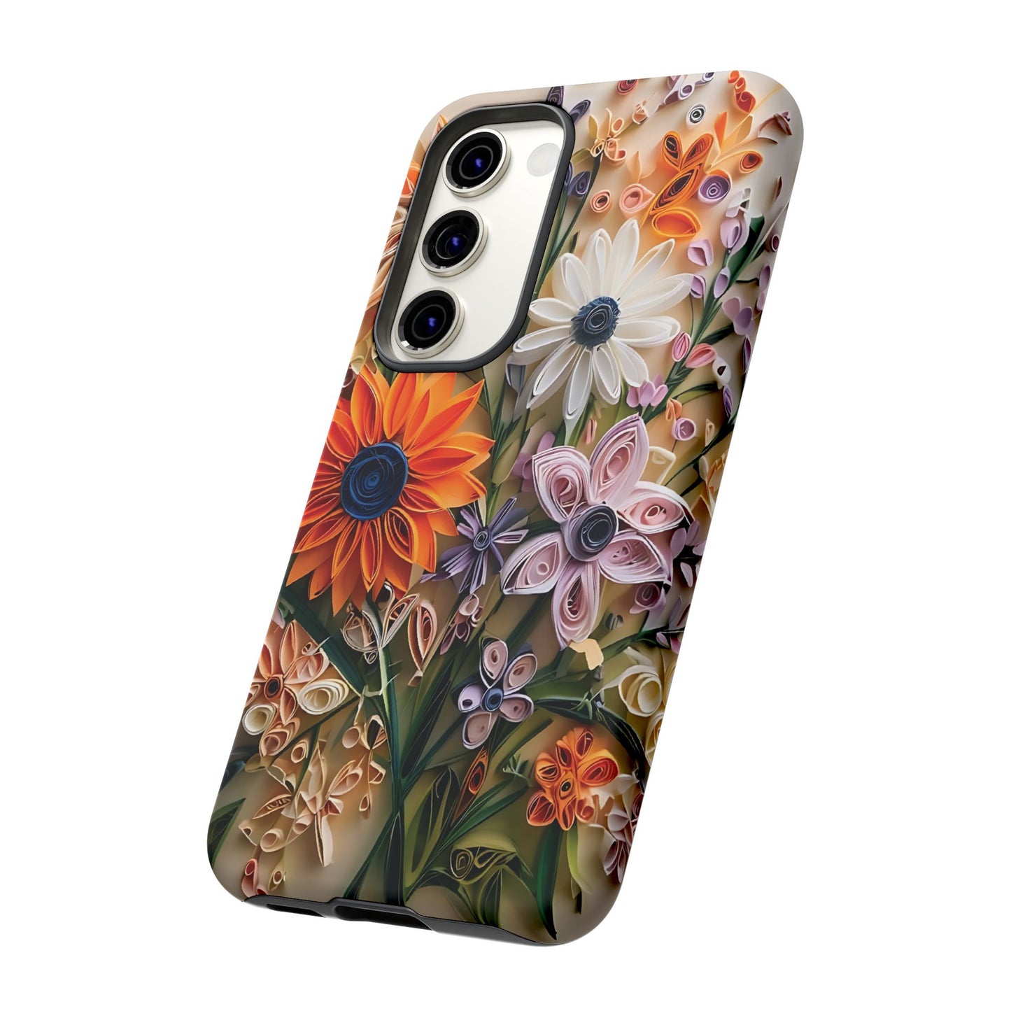 Intricate Quilled Floral Artwork In Vibrant Colors phone case design.