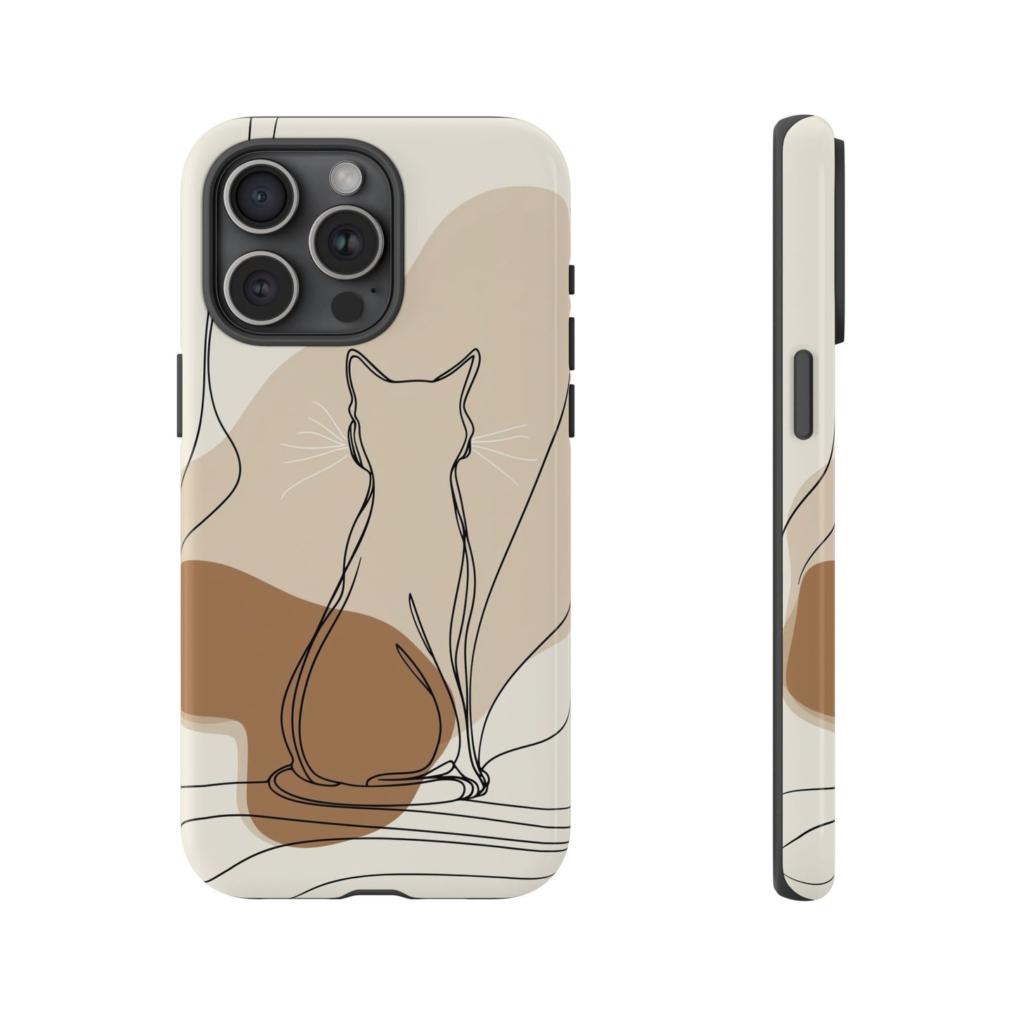 Minimalist Cat Silhouette: Elegant Line Art Phone Case for iPhone, Samsung & Pixel