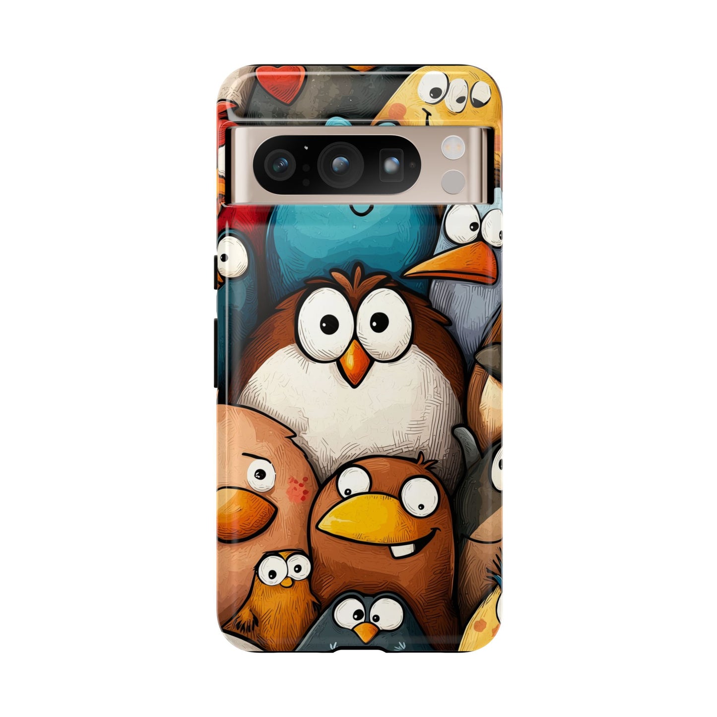 Quirky Bird Squad Anime Phone Case for iPhone, Samsung, Google Pixel