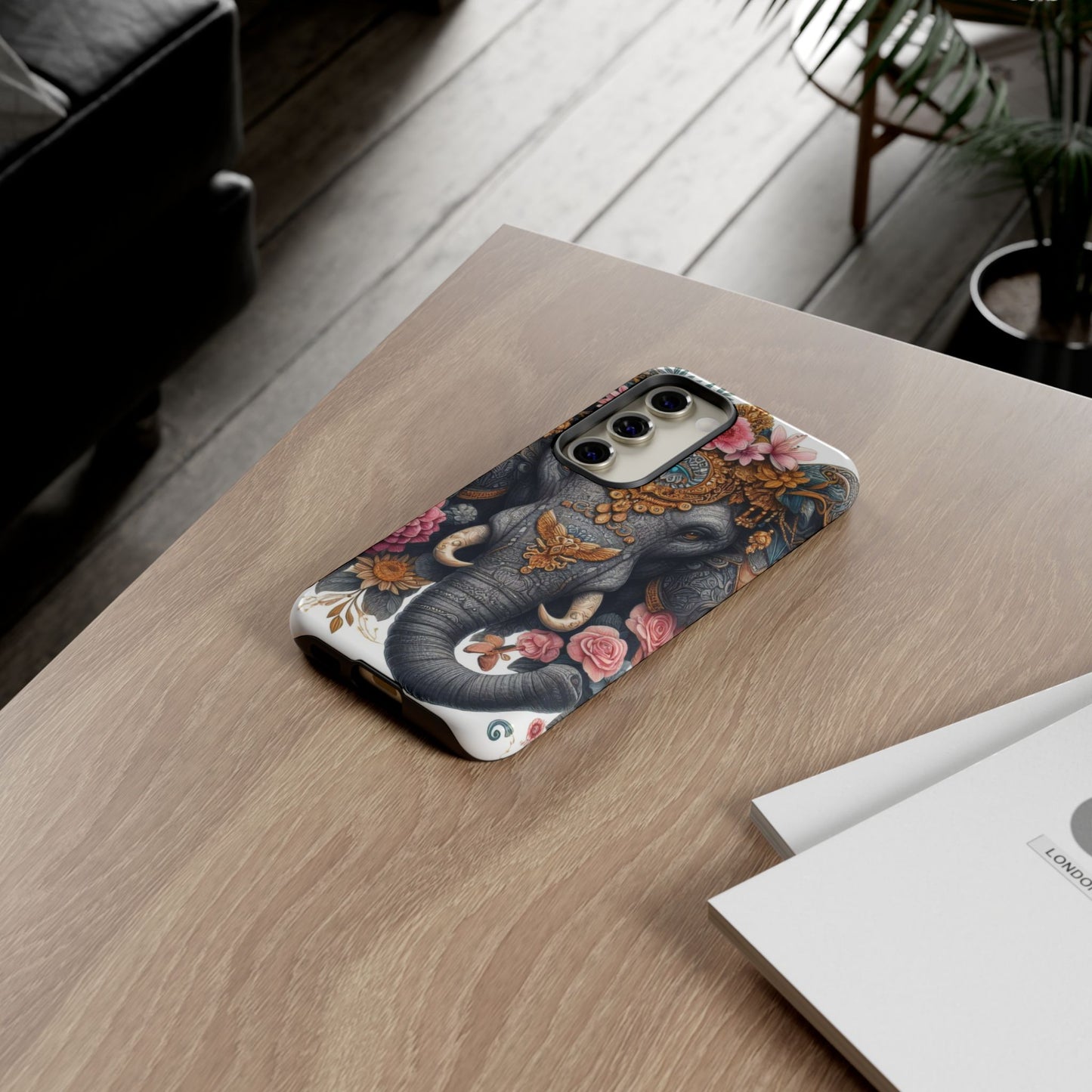 Golden Royal Elephant Mobile Cover – Luxurious Ornate Art