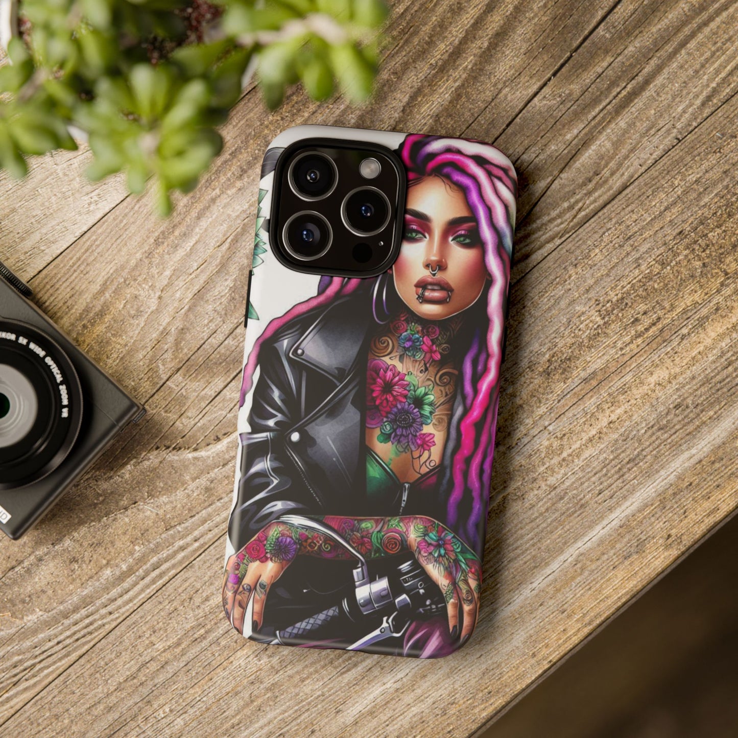 Neon Rebel – Vibrant Biker Queen Mobile Cover