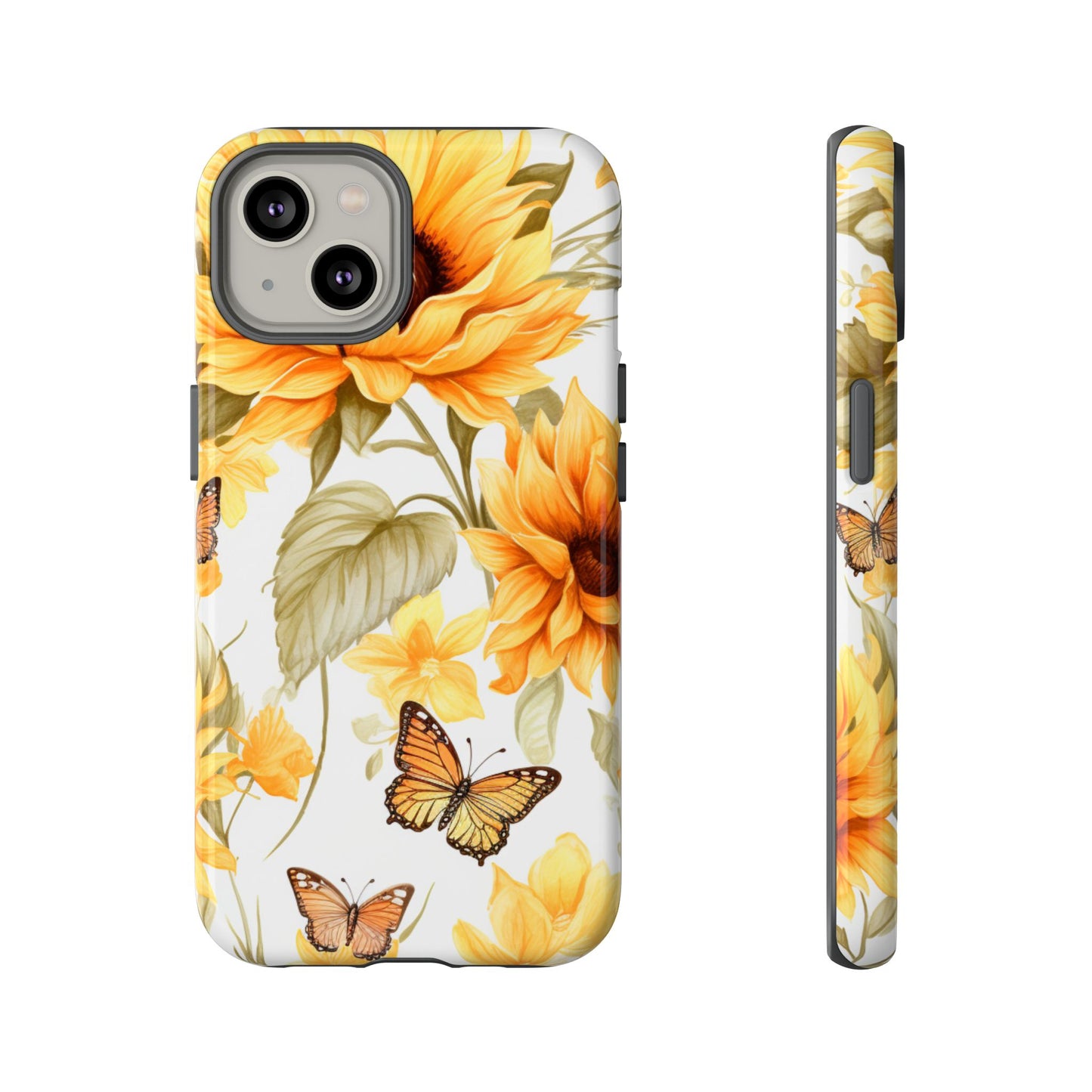 Golden Sunflower & Butterfly Phone Case – Warm & Elegant