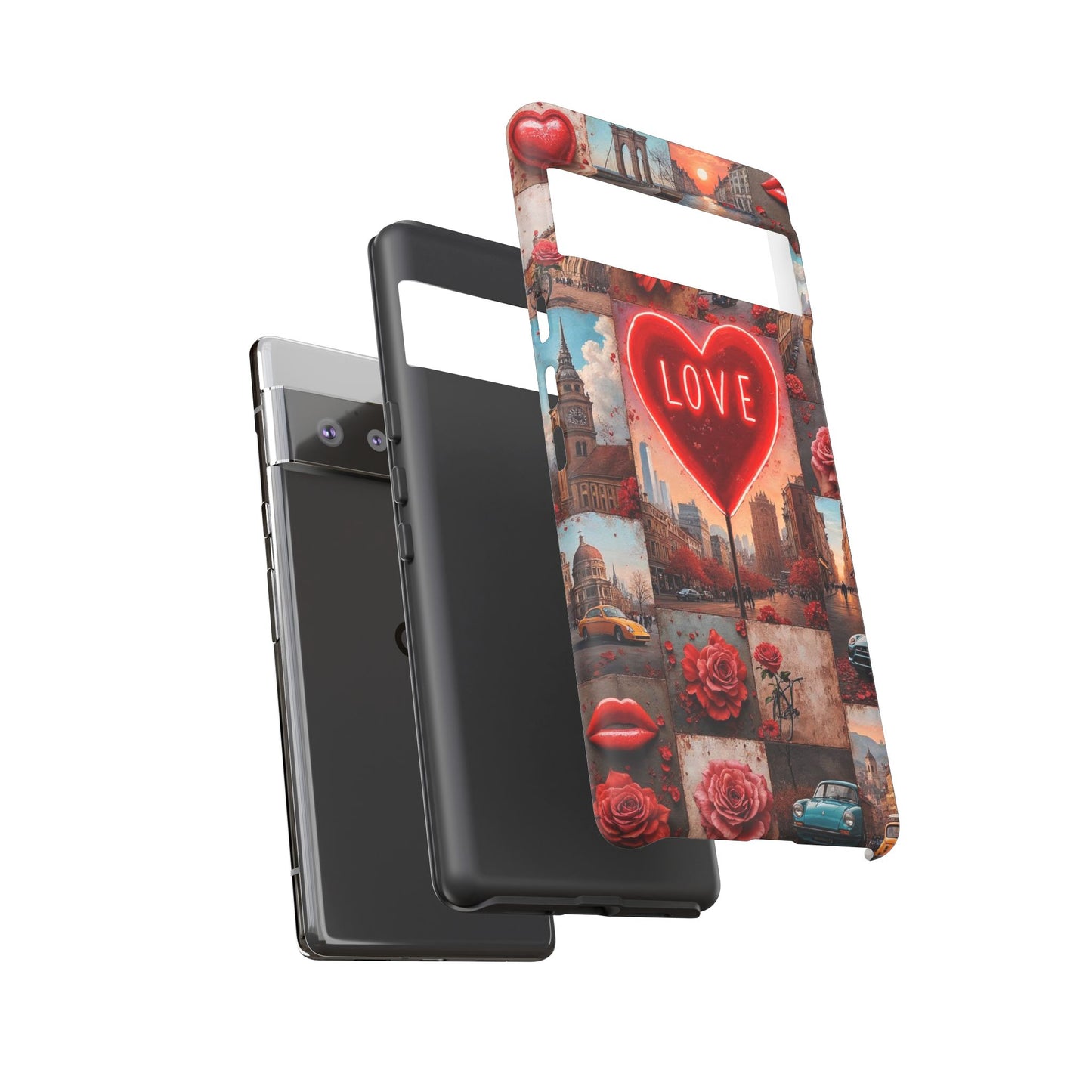 Neon Love Heart & Rose Phone Case