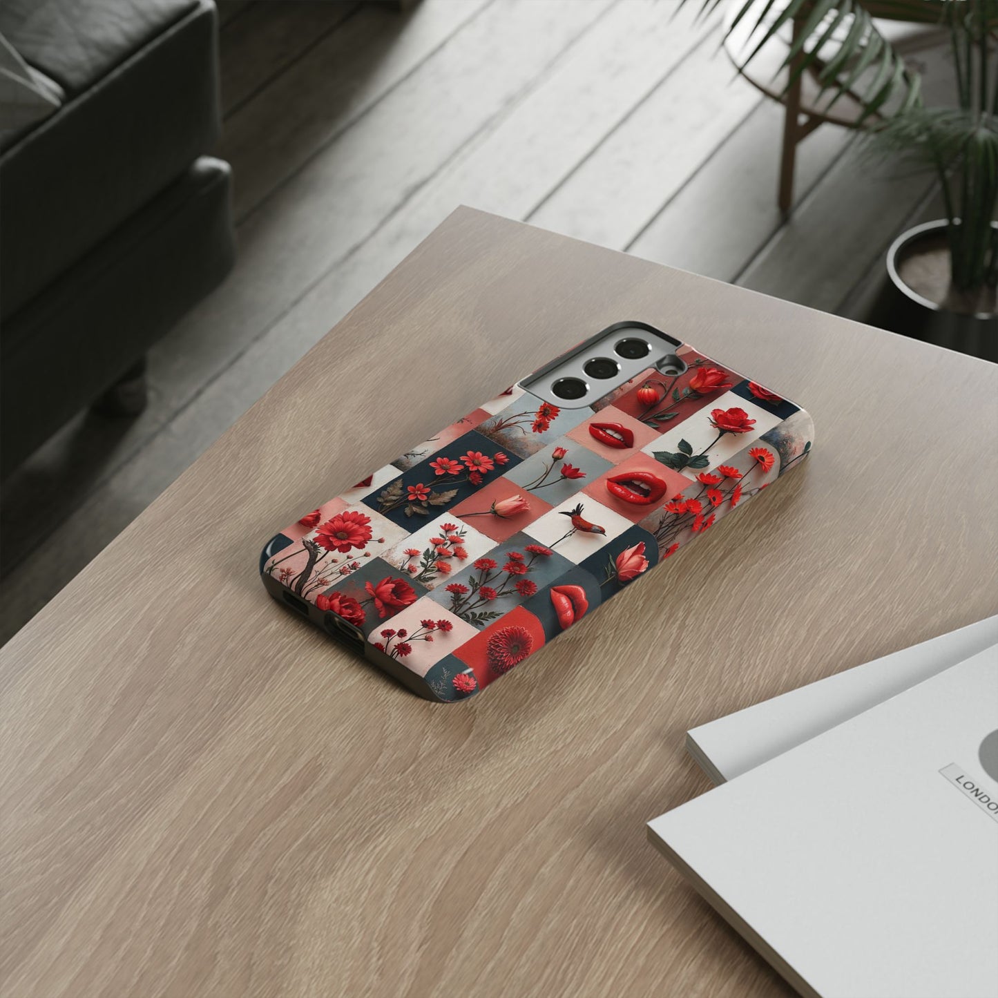 Red Flowers & Lips Collage Phone Case