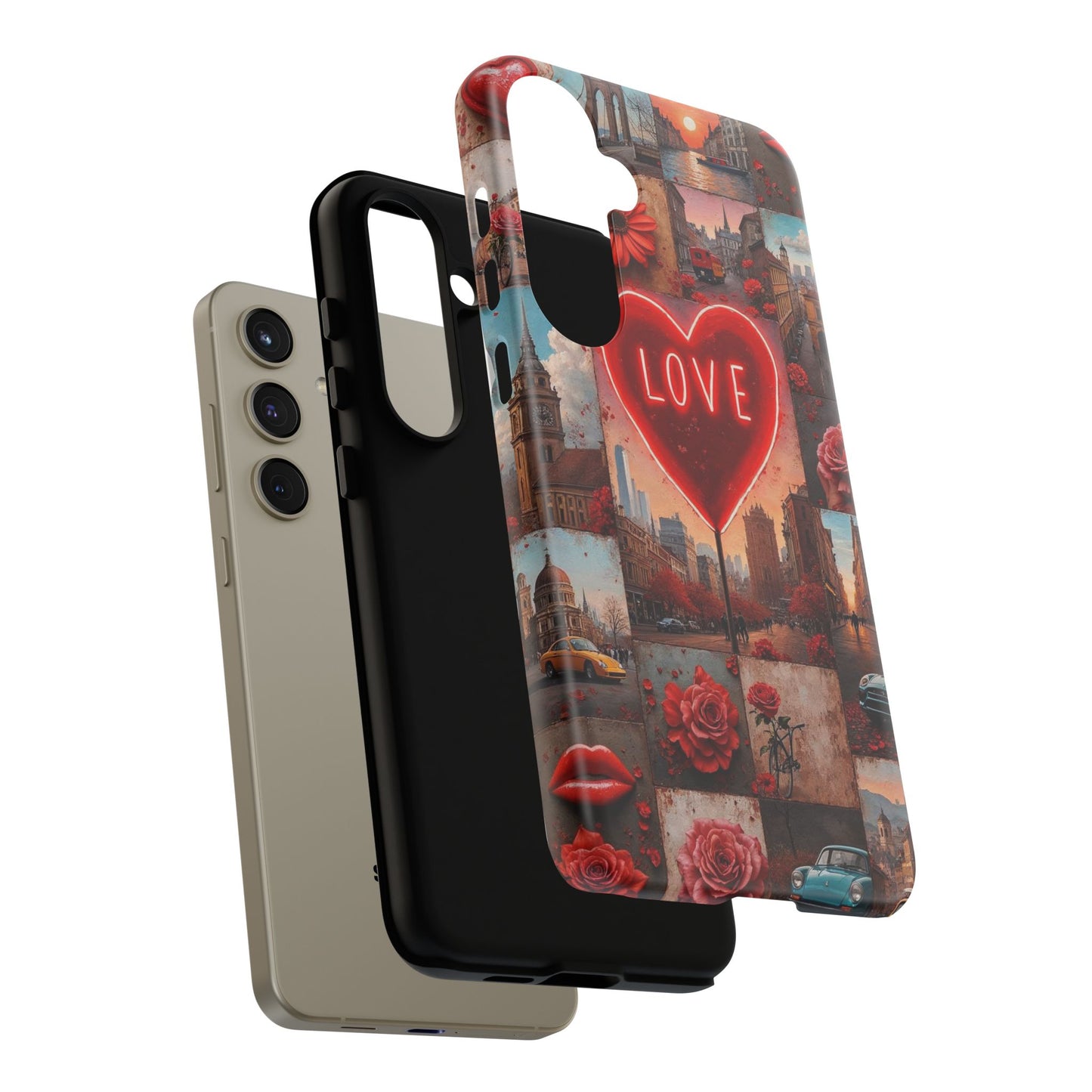 Neon Love Heart & Rose Phone Case
