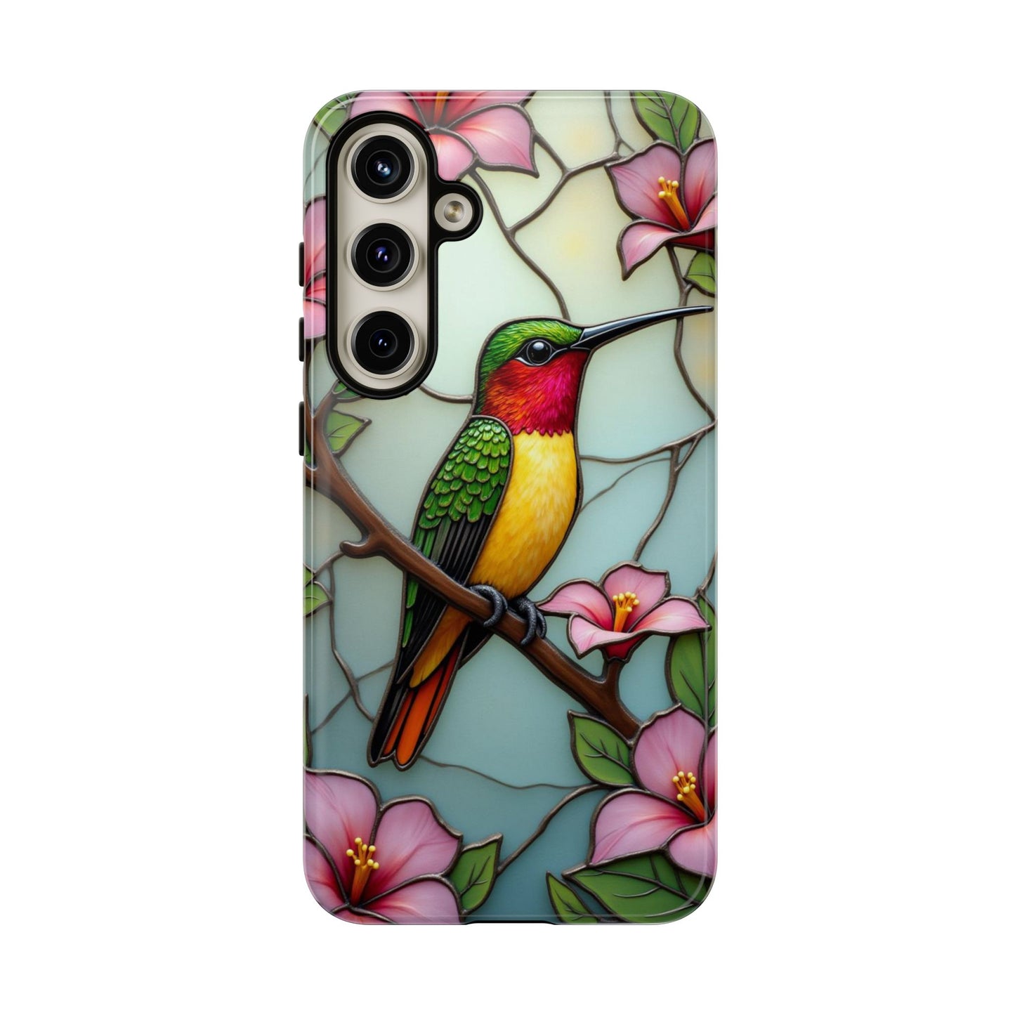 Elegant Hummingbird with Floral Mosaic | Artistic Nature Design