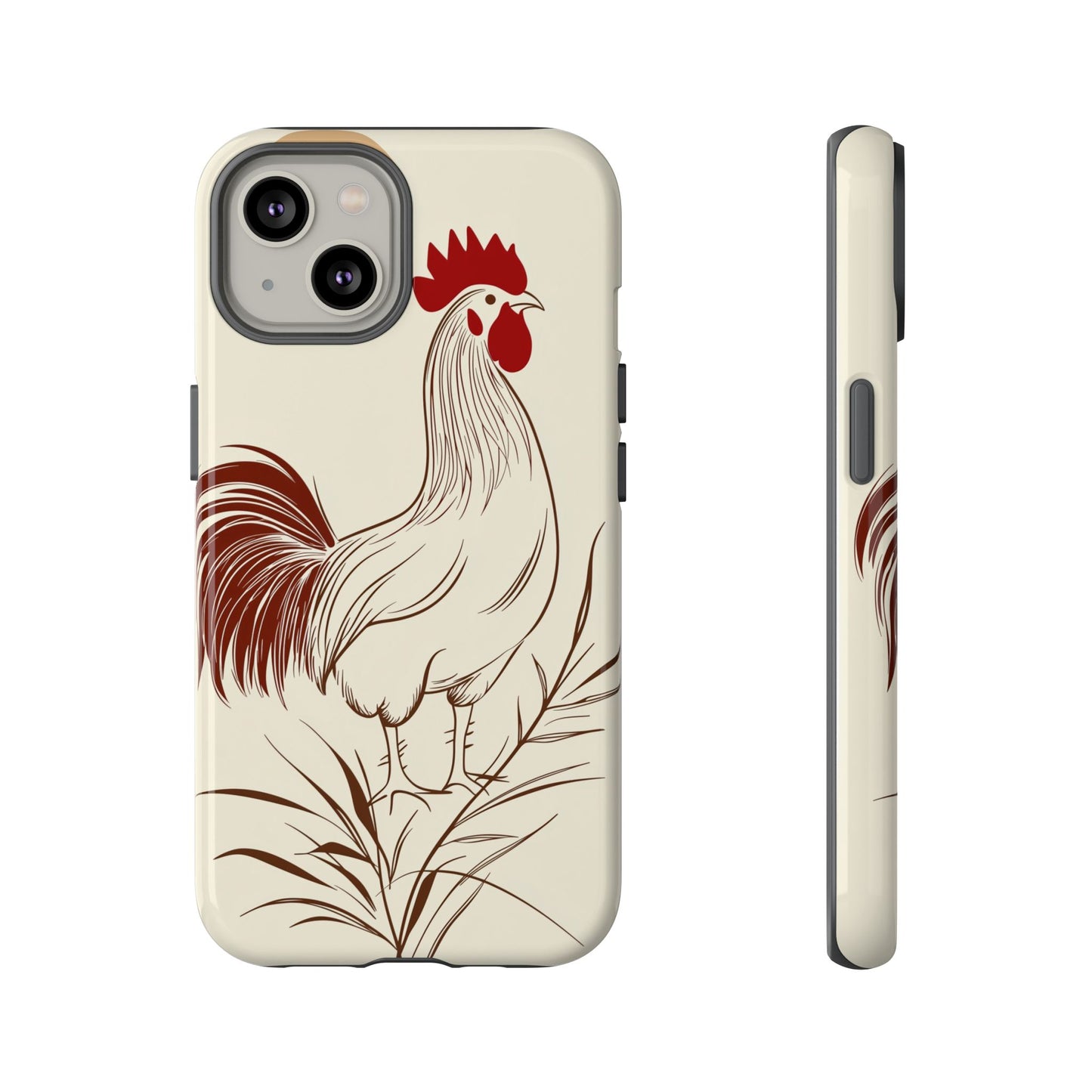 Golden Dawn Rooster: Minimalist Farmstead Charm Case for iPhone, Samsung & Pixel